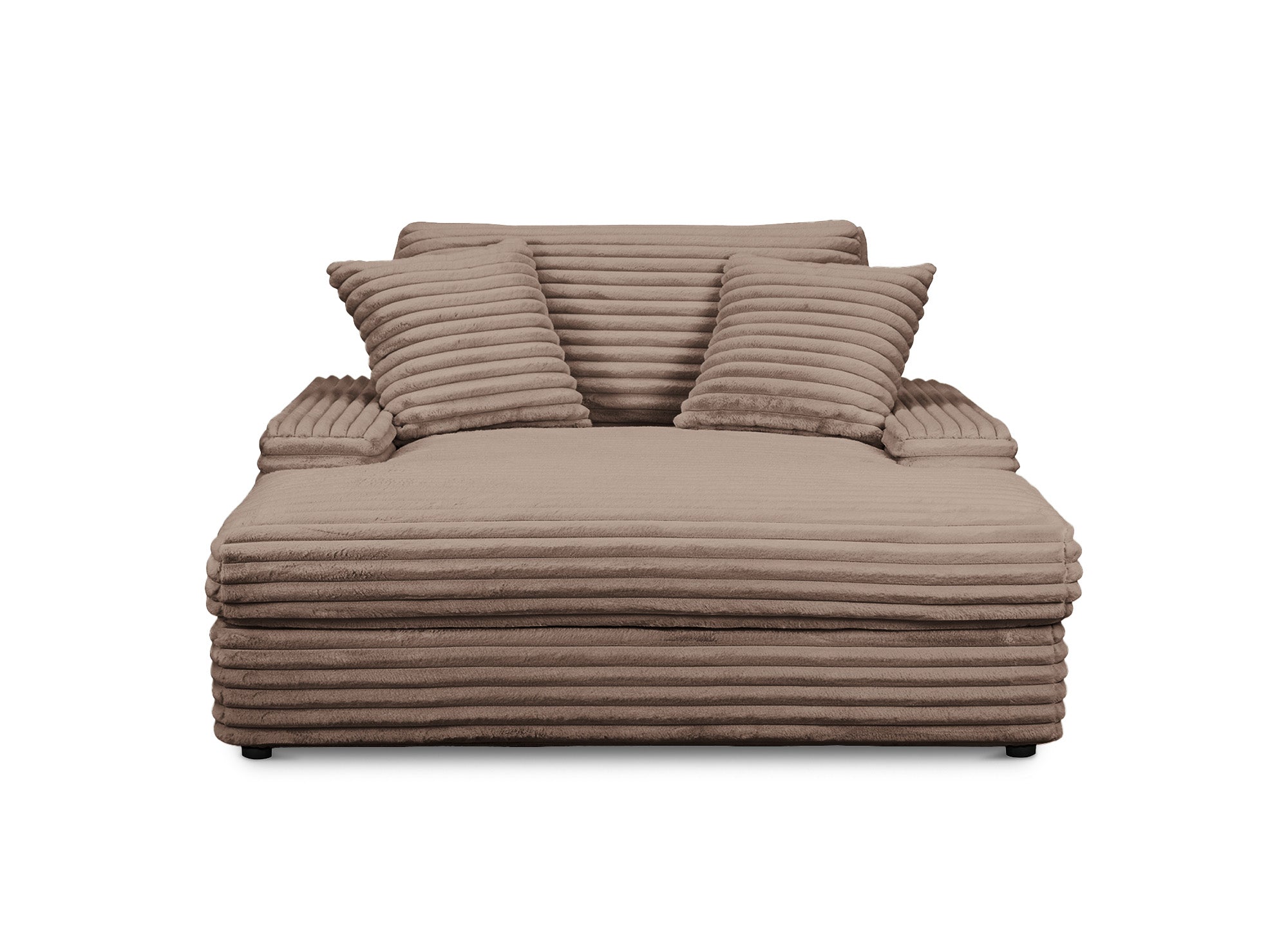 Canapé méridienne 1 place en gros côtelé doux taupe DAHO