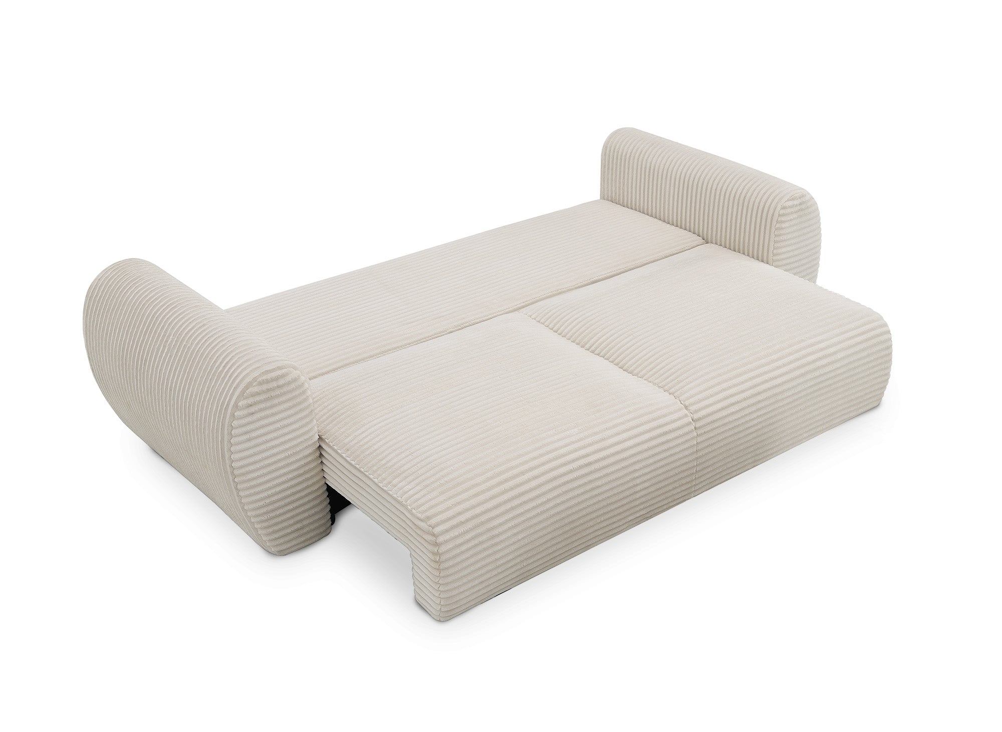 Canapé droit 3 places avec coffre en gros côtelé doux beige TILDA