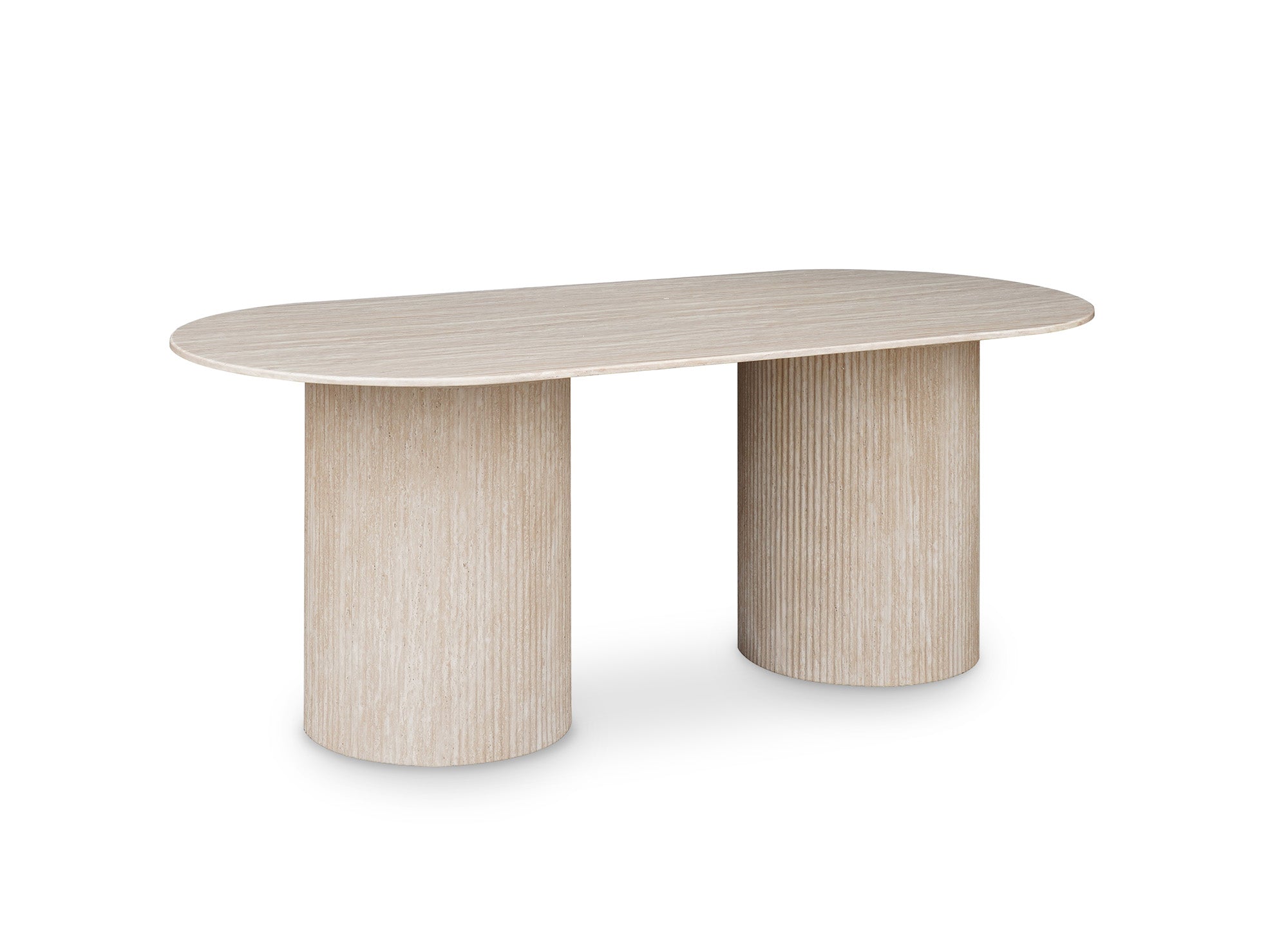 Table à manger ovale en marbre composite beige 8 personnes DHARA
