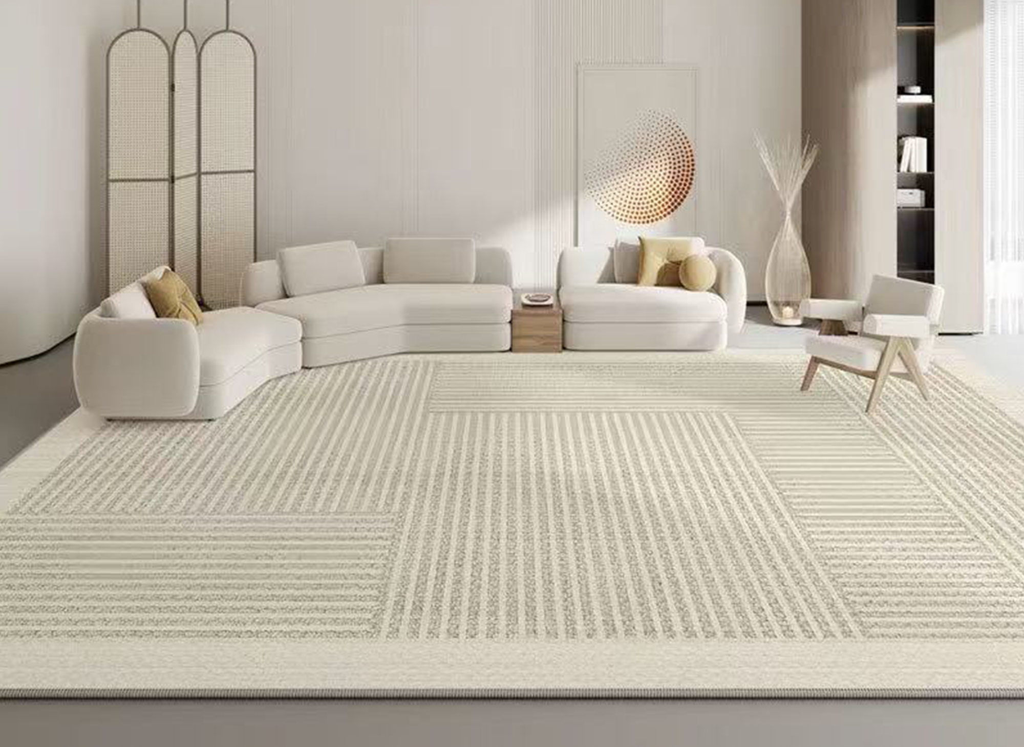 Tapis rectangulaire beige à motifs géométriques 160x230cm KAIS