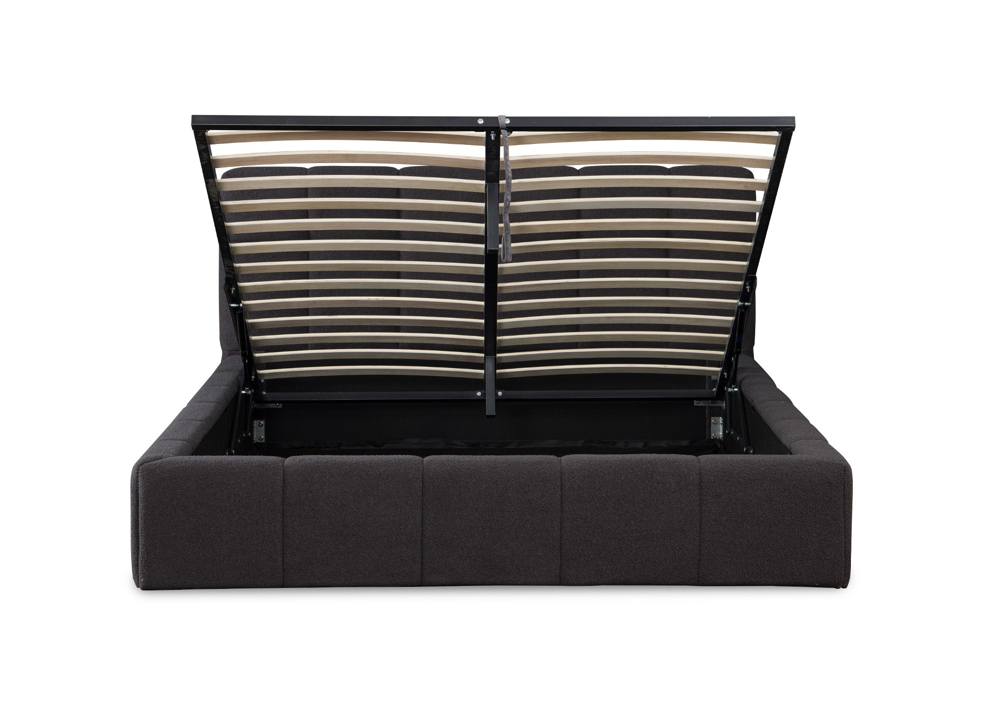 Lit coffre en tissu bouclette gris 140x190 cm MILIE