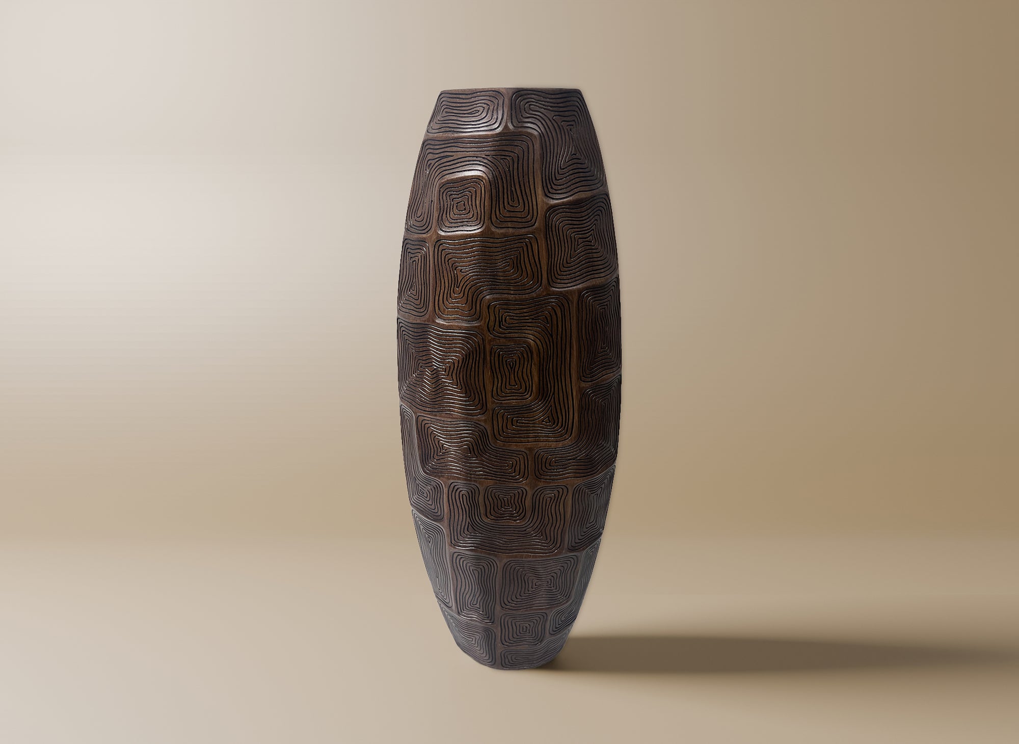 Vase totem en résine noir et marron H70 cm ARBORA