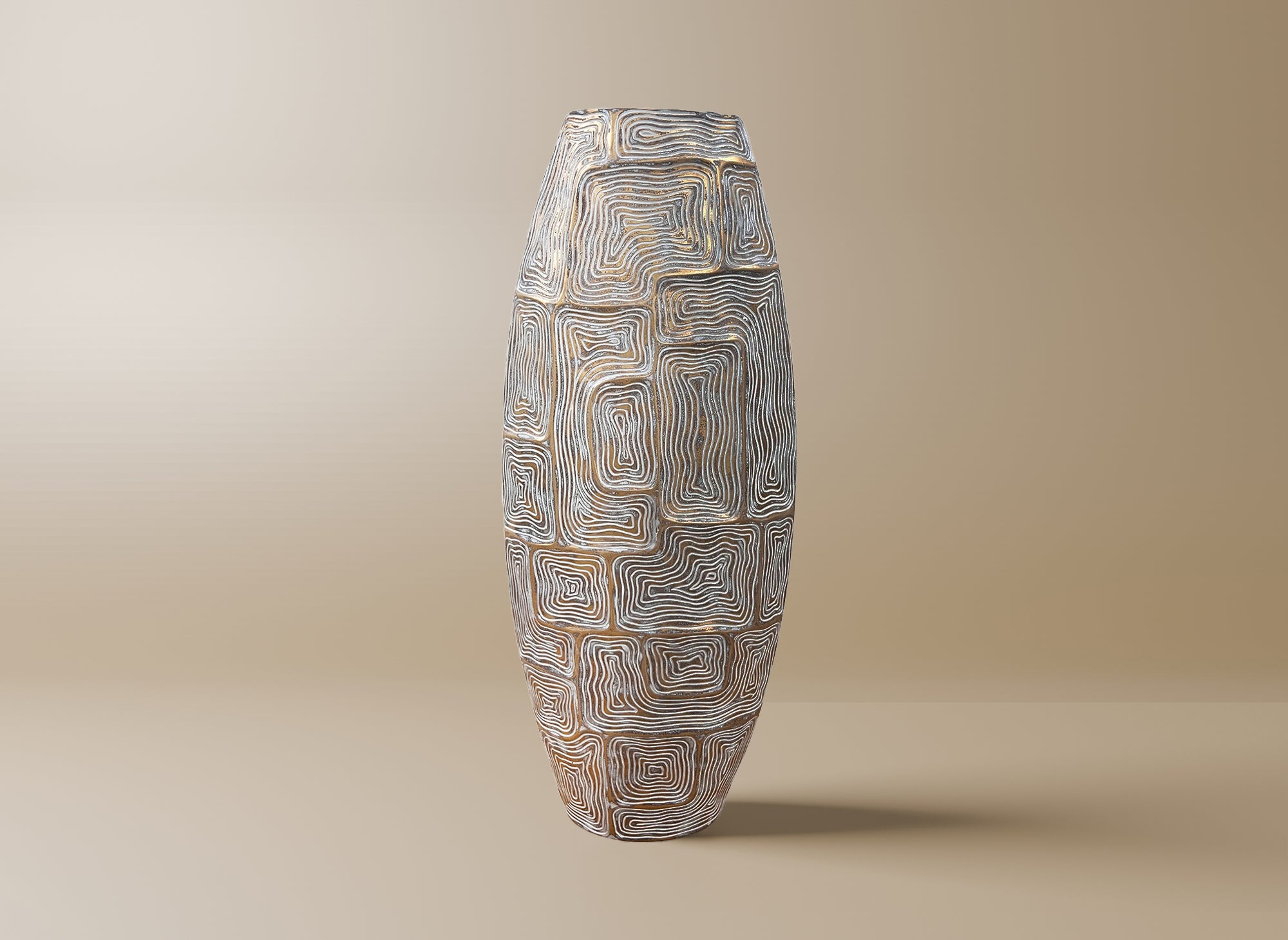 Vase totem en résine blanc et doré H60 cm ARBORA