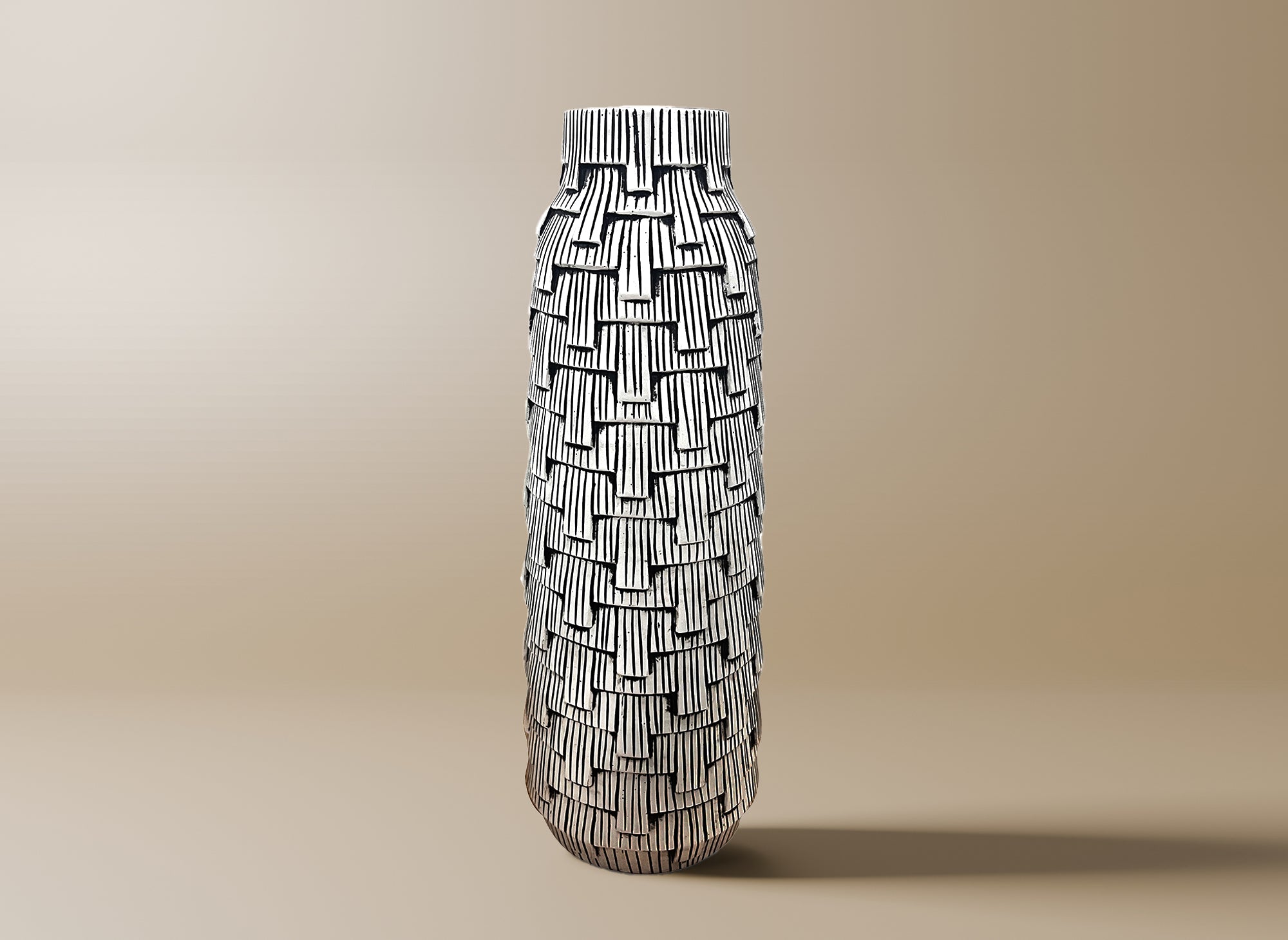 Vase contemporain en polyrésine noir et blanc H50 cm INAYA