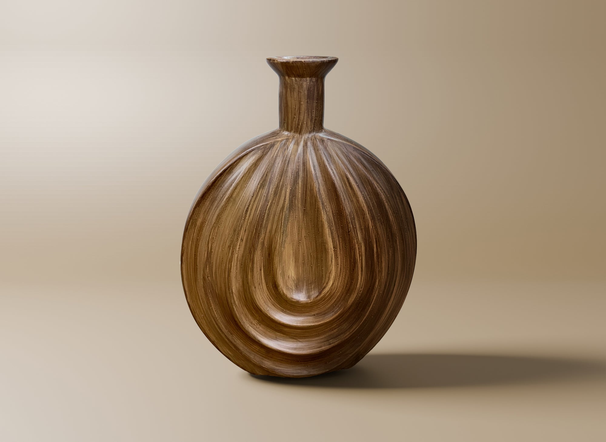 Vase boule en polyrésine imitation bois H31 cm DERYA