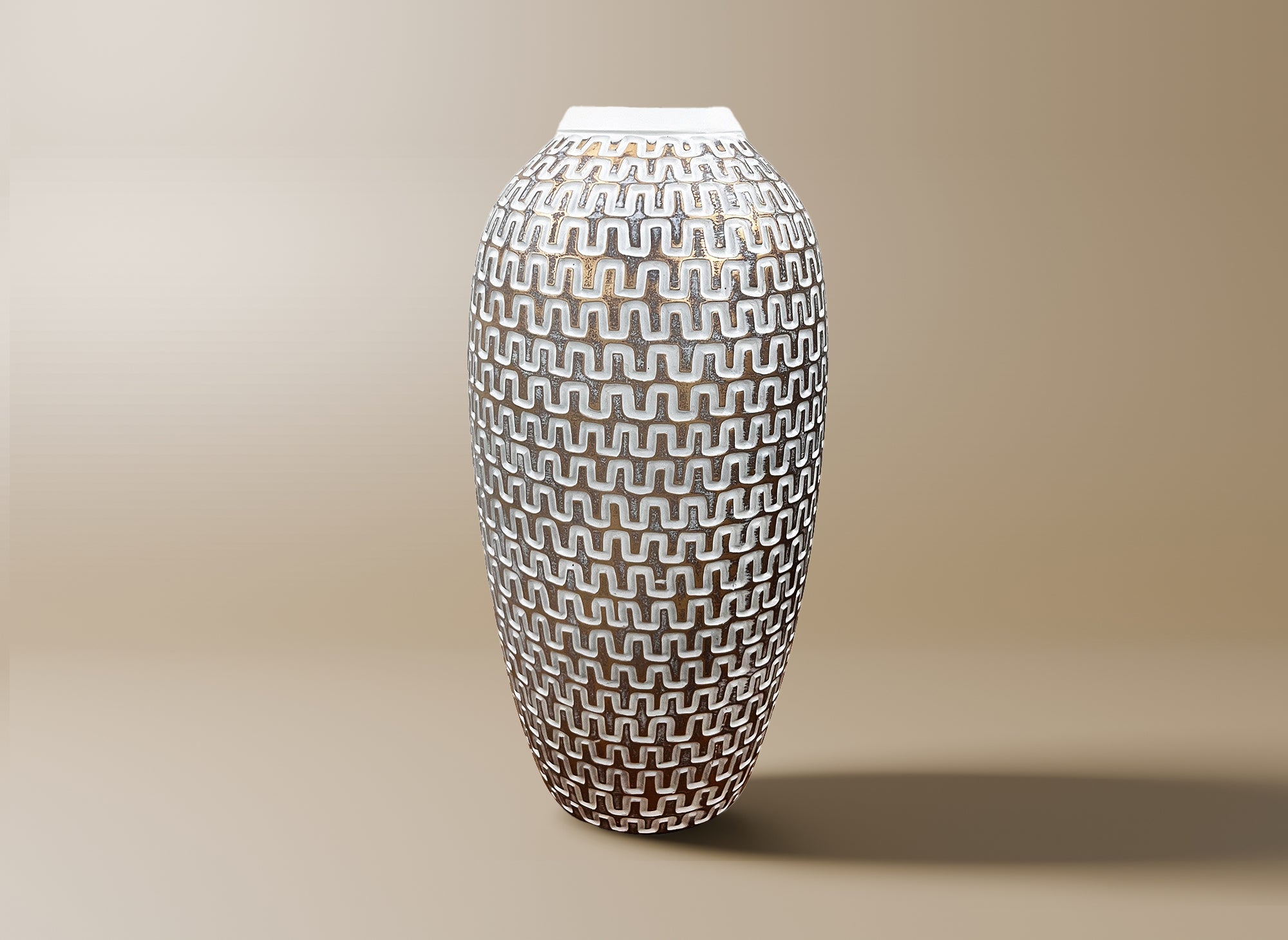 Vase en polyrésine blanc et argent H43 cm ALAIA