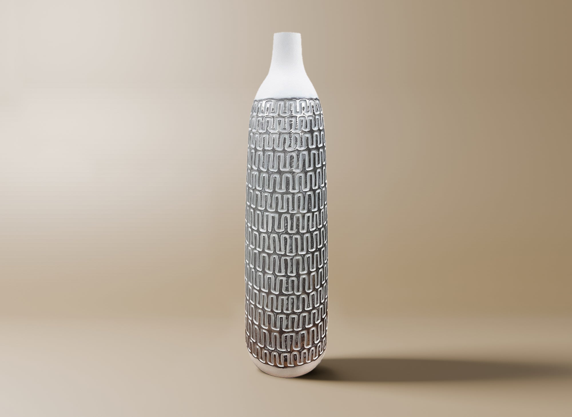 Vase XL en polyrésine blanc et argent H59 cm ALAIA