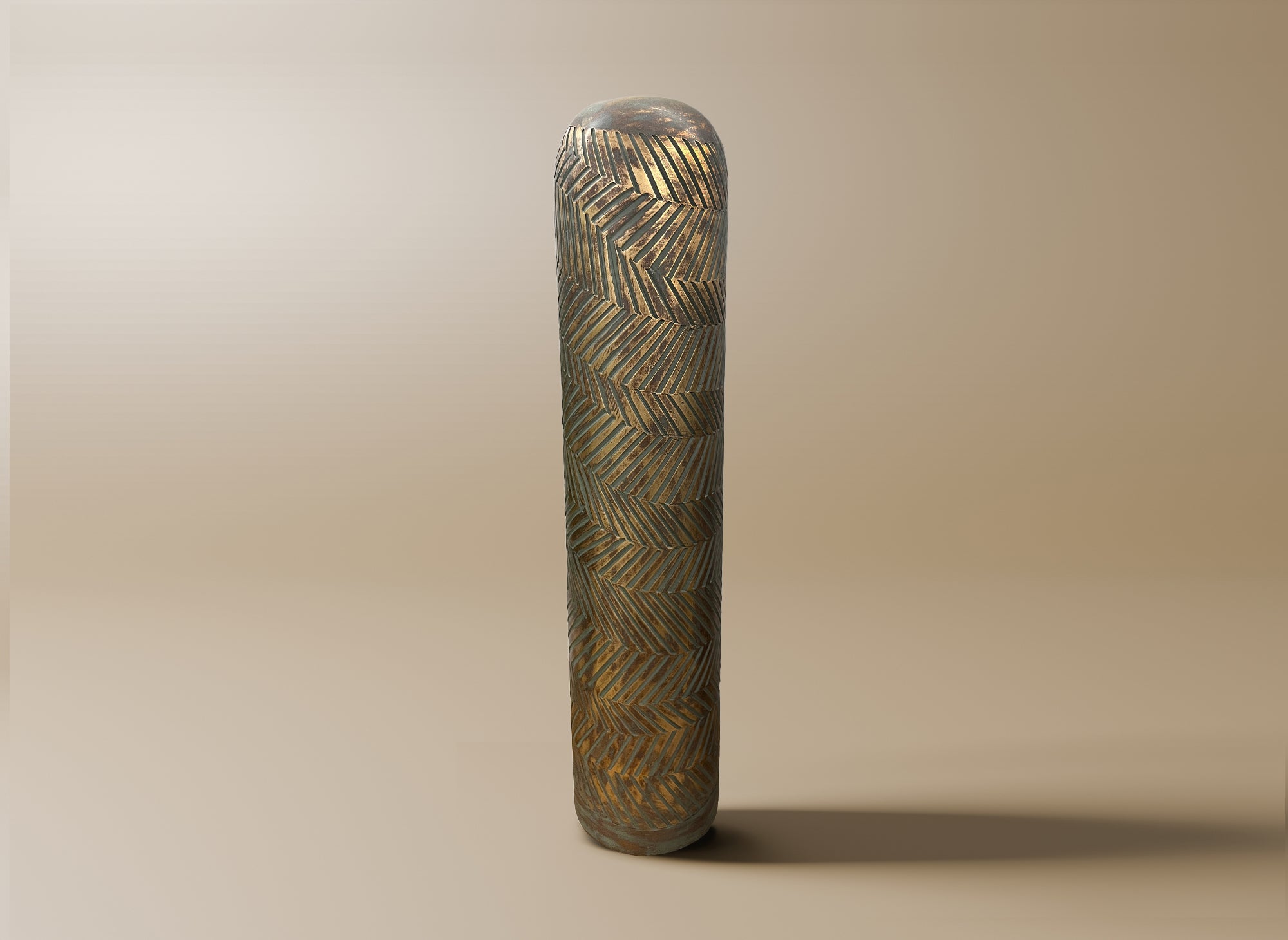 Vase XL en polyrésine vert et doré H68 cm AMIRA