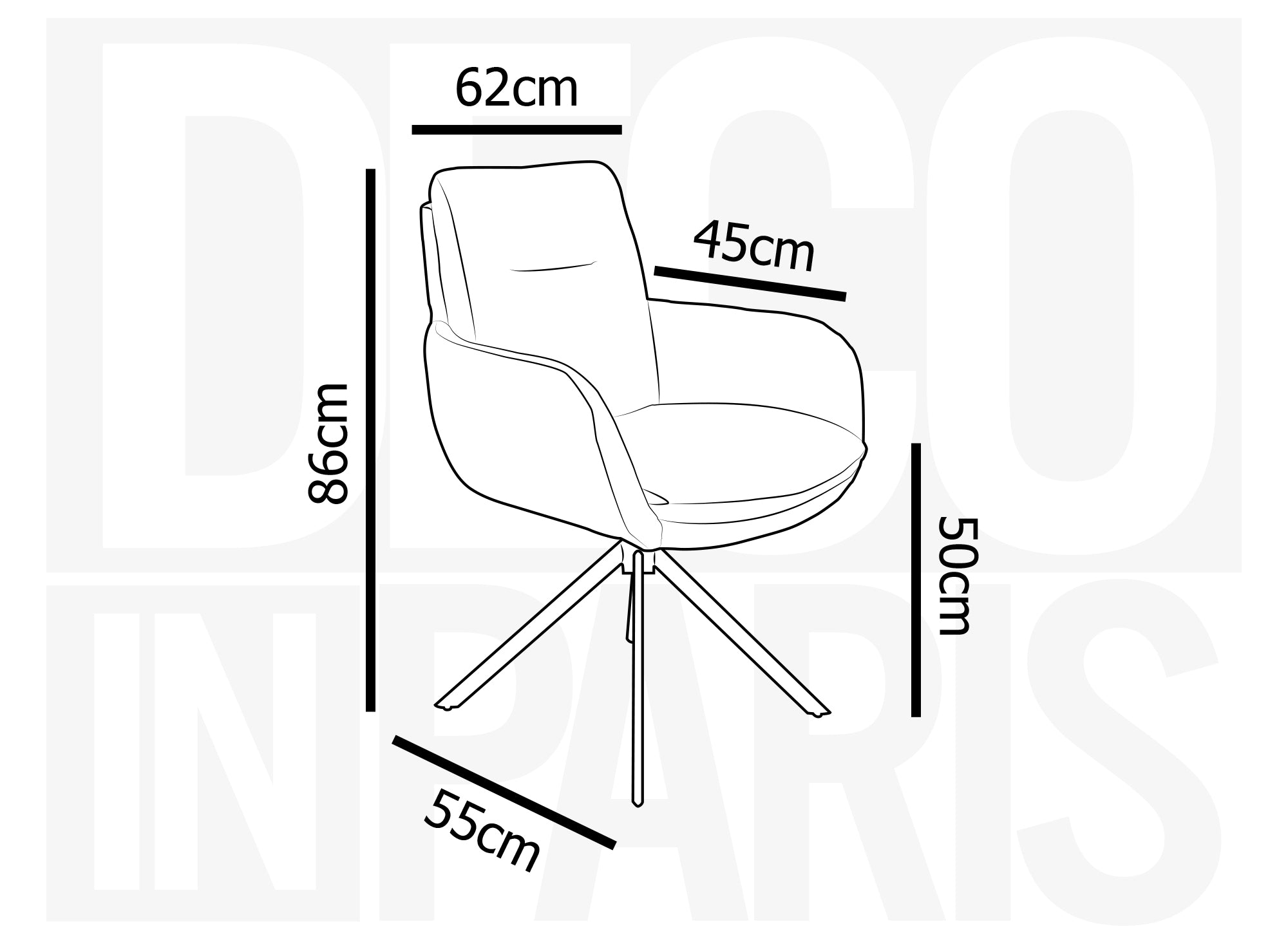 Chaise design avec accoudoirs en velours côtelé blanc écru LOLA