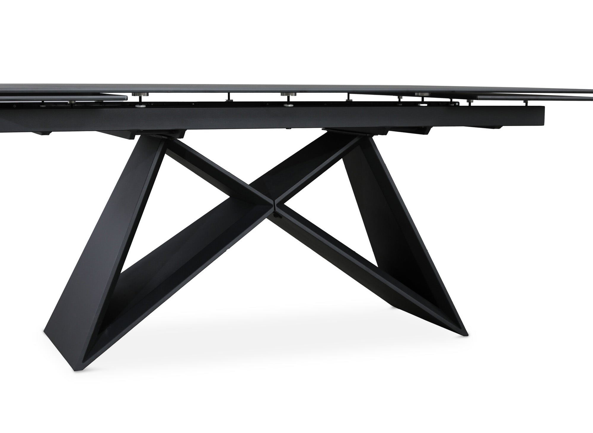 Table à manger extensible en céramique noire effet marbre GABRIEL