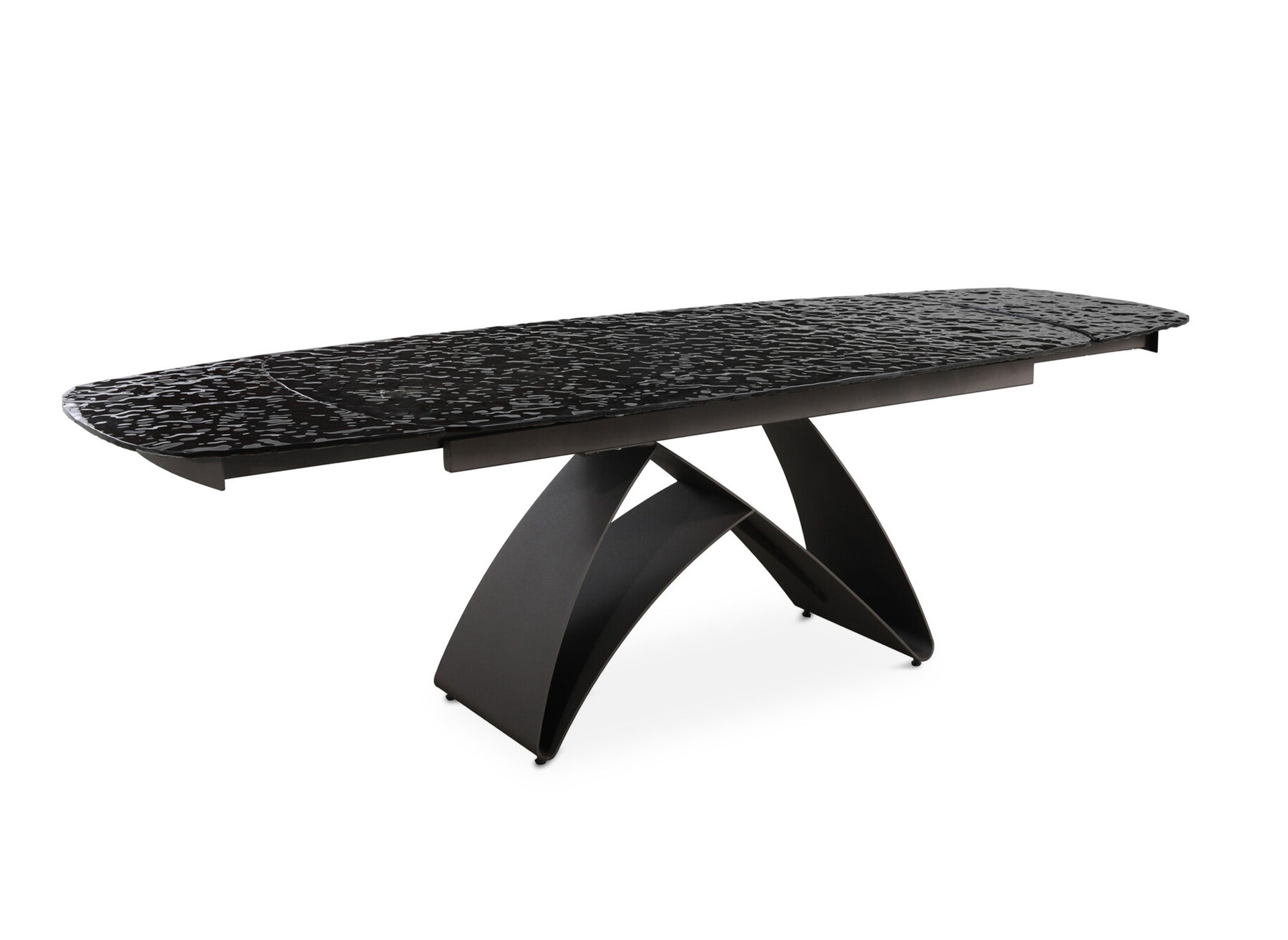 Tavolo da pranzo allungabile in vetro temperato nero 6-10 persone PARIGI