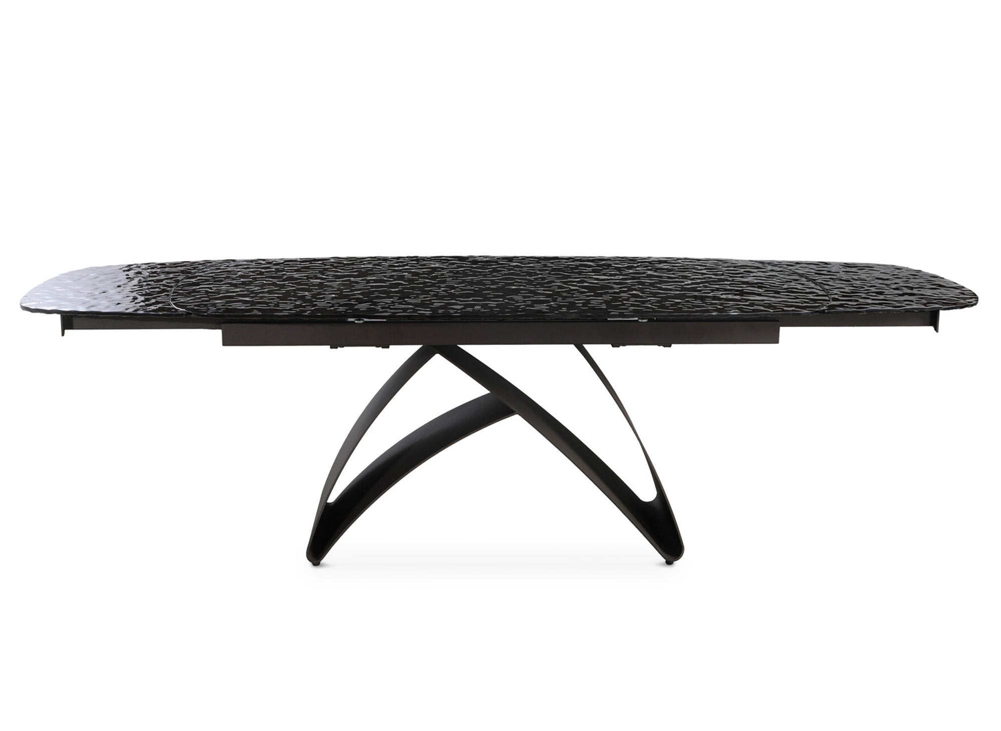 Tavolo da pranzo allungabile in vetro temperato nero 6-10 persone PARIGI