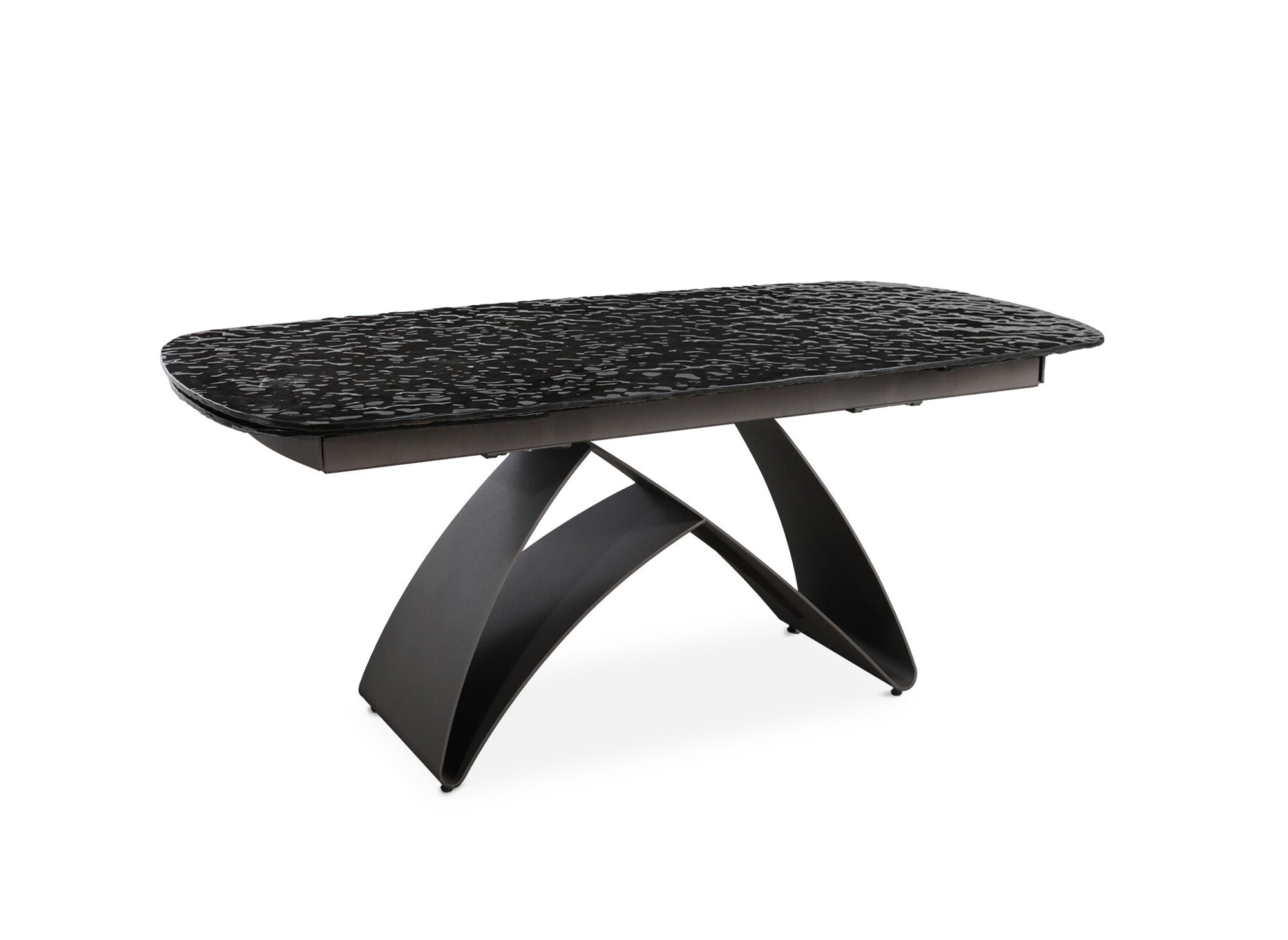 Tavolo da pranzo allungabile in vetro temperato nero 6-10 persone PARIGI