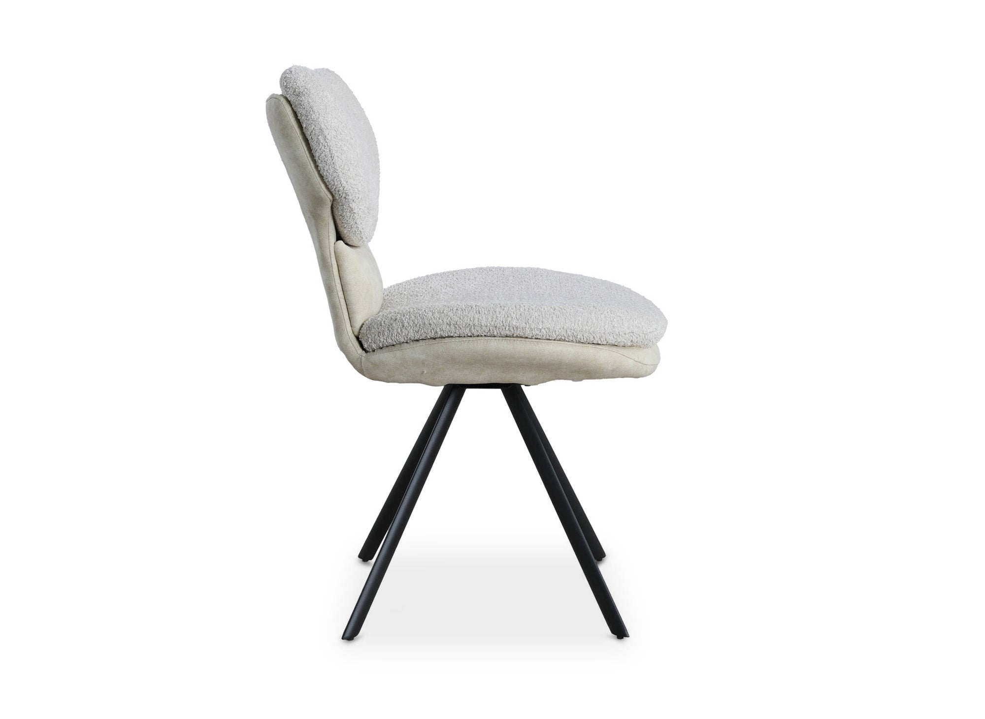 Lot de 2 chaises design en tissu bouclette beige MILIA