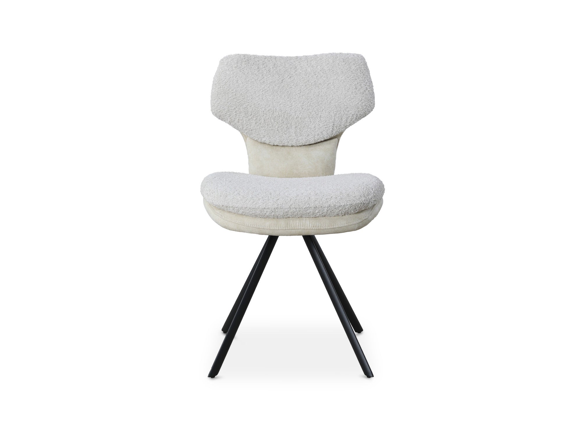 Lot de 2 chaises design en tissu bouclette beige MILIA