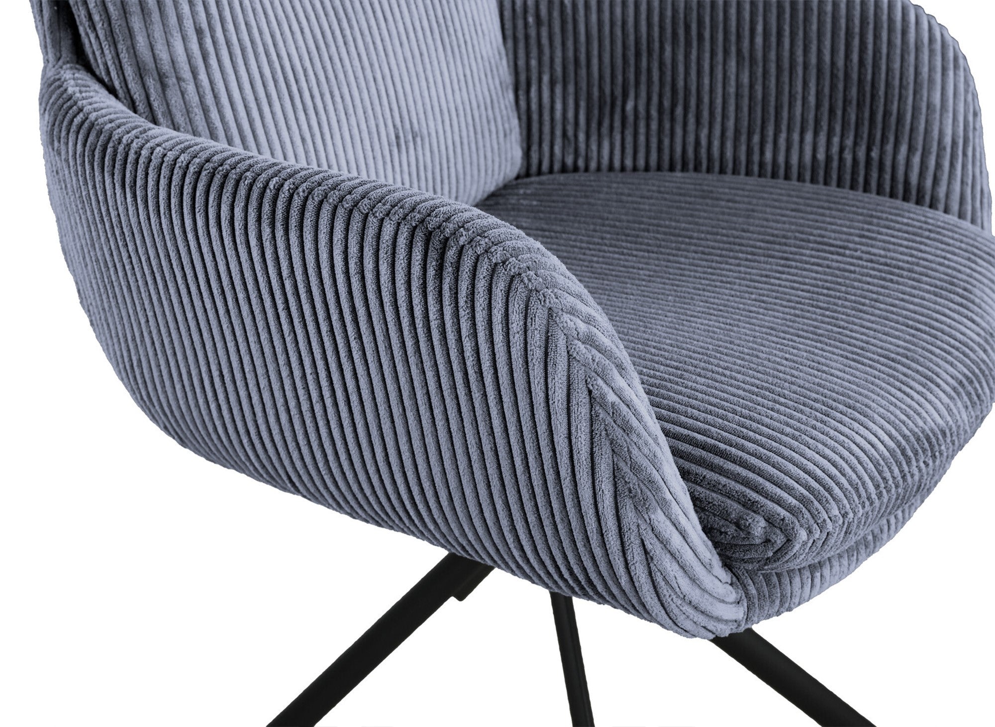 Chaise design avec accoudoirs en velours côtelé gris LOLA