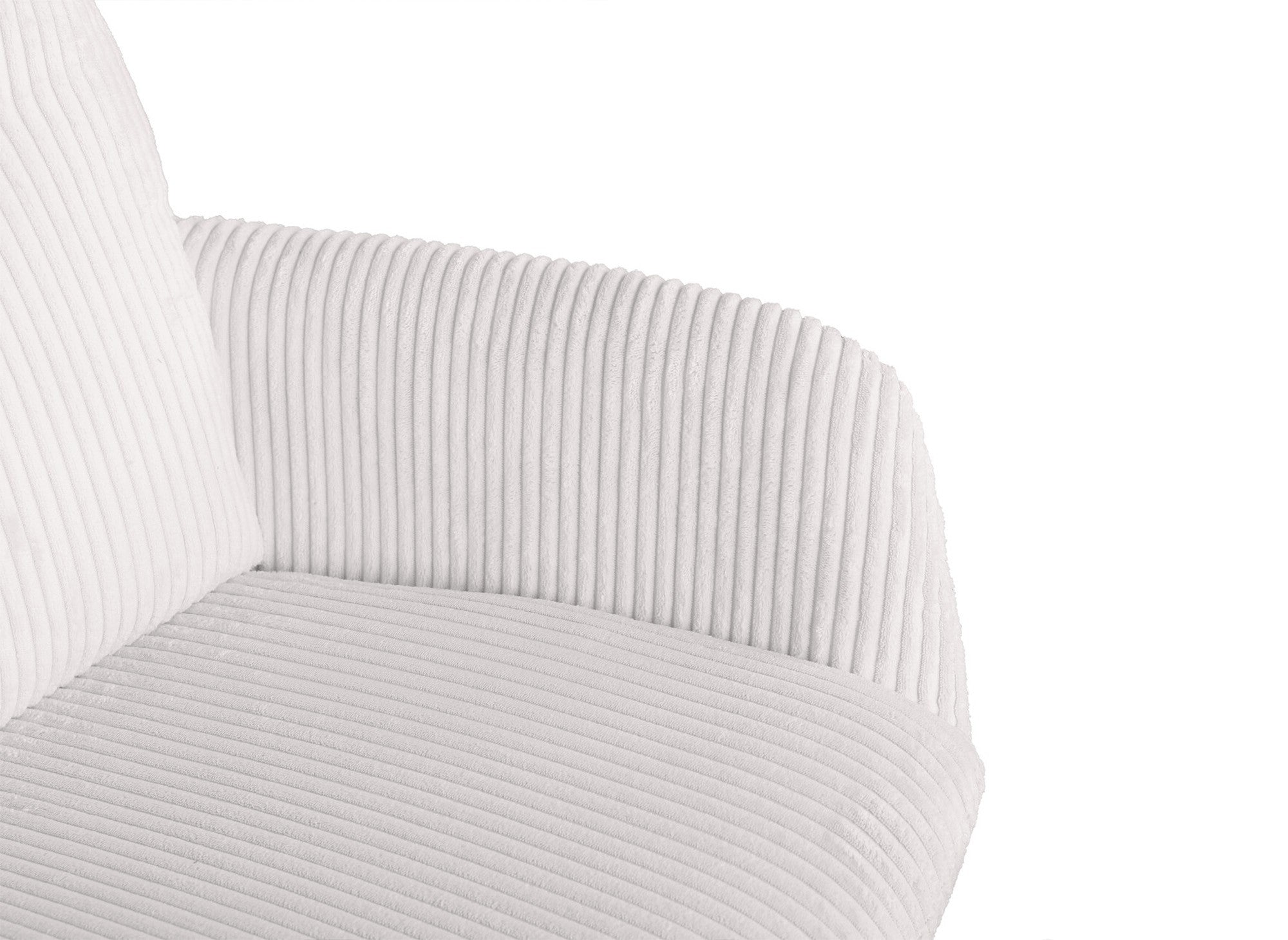 Chaise design avec accoudoirs en velours côtelé blanc écru LOLA
