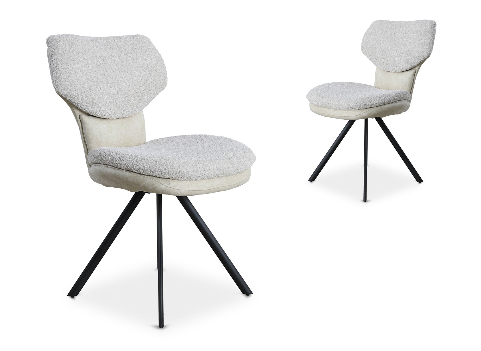 Lot de 2 chaises design en tissu bouclette beige MILIA