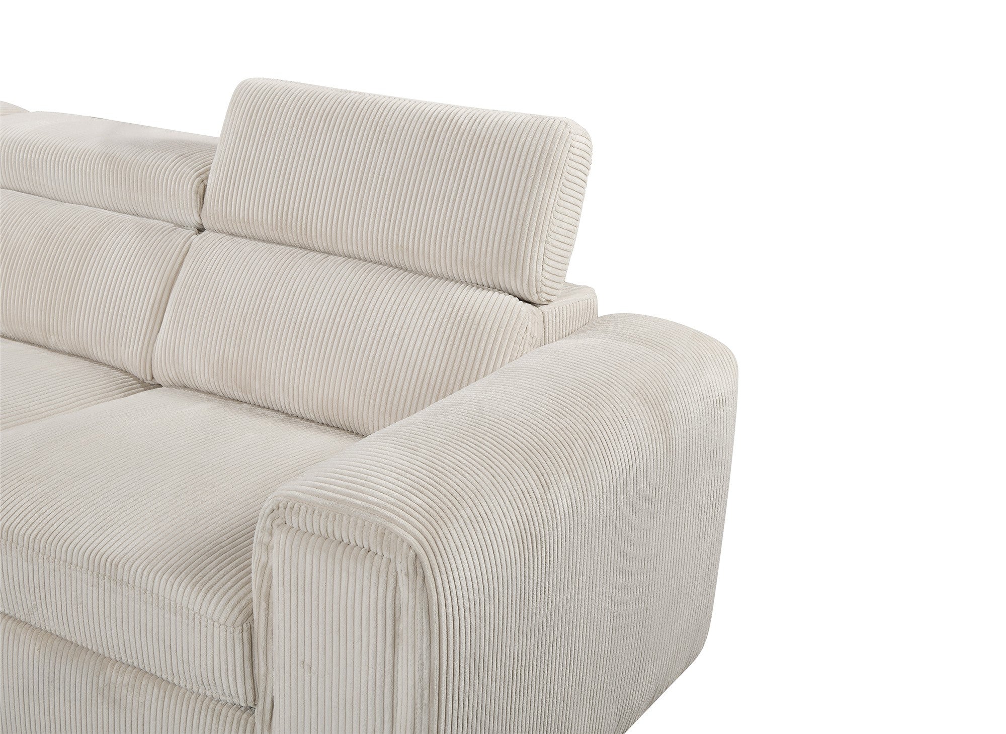 Divano angolare trasformabile con cassapanca ZENOVA in velluto a coste spesso beige - Angolo sinistro