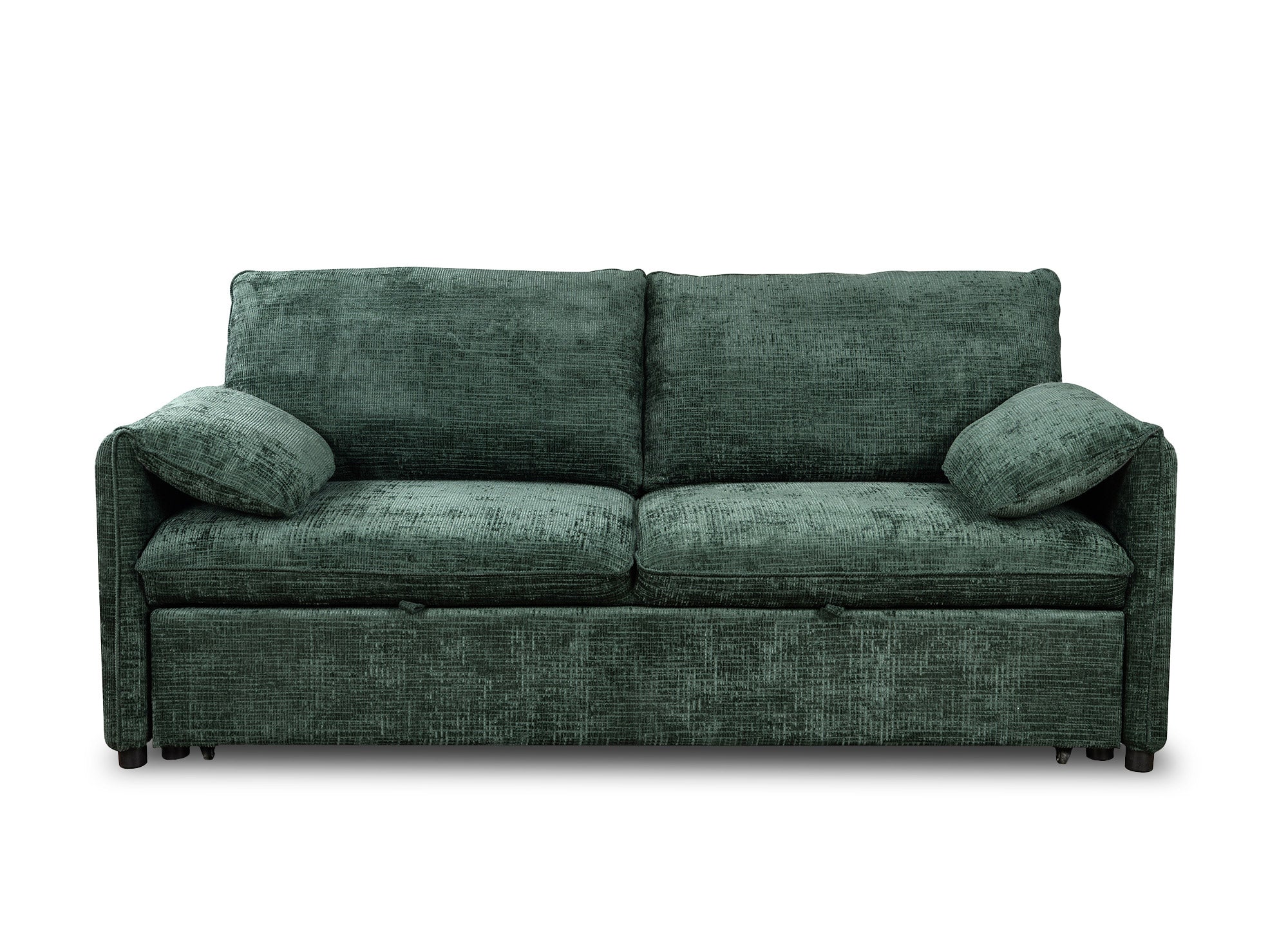 Divano trasformabile dritto a 3 posti in velluto screziato verde LAMAR