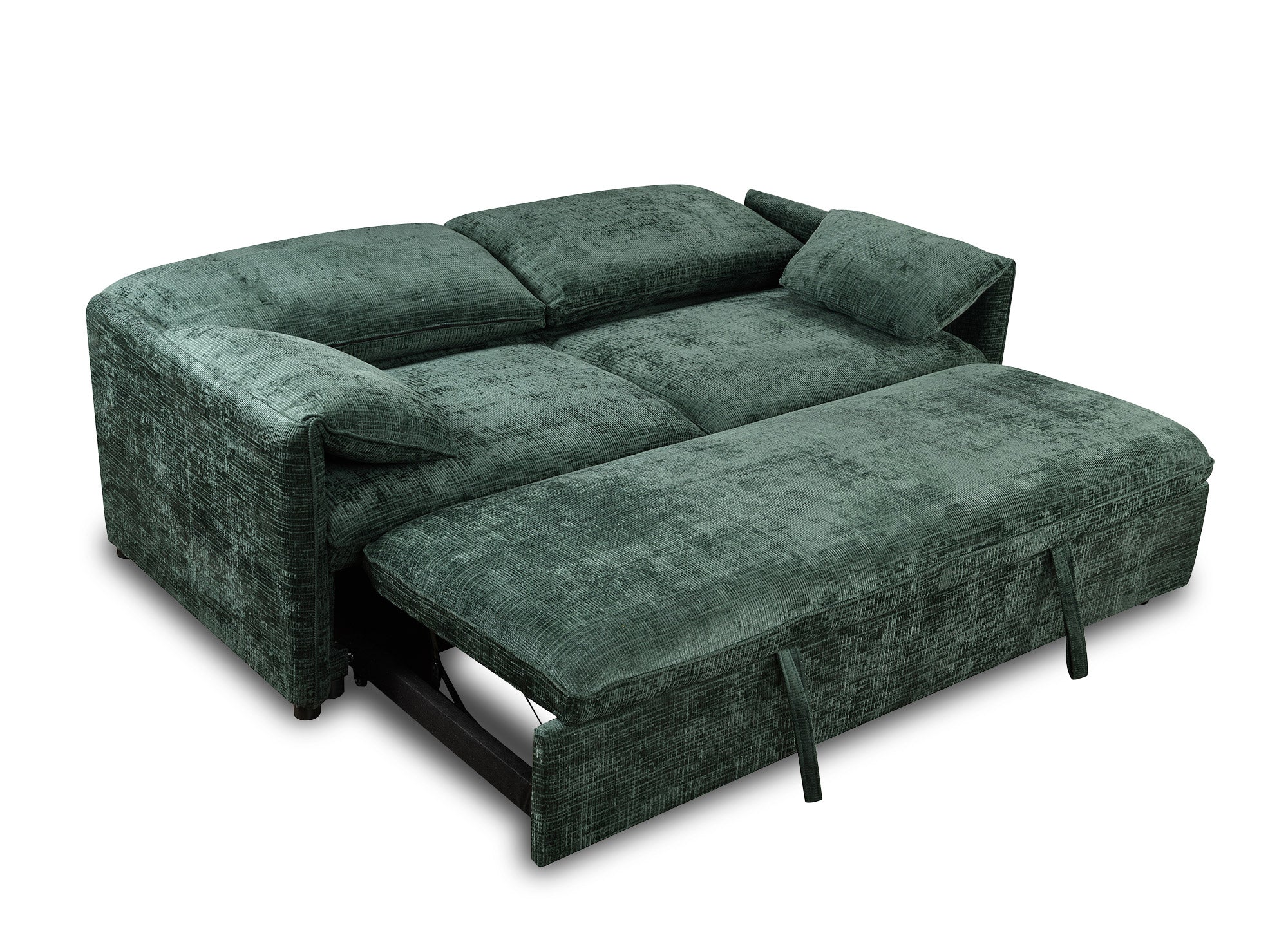 Divano trasformabile dritto a 3 posti in velluto screziato verde LAMAR