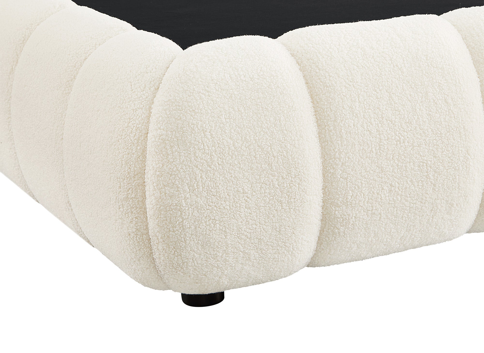 Lit coffre en tissu bouclette écru 180x200 cm YOURI