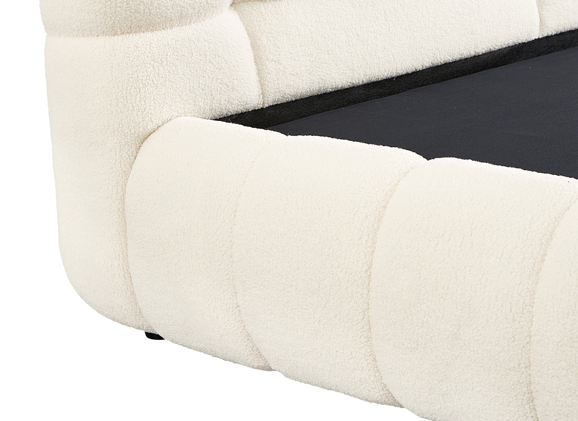 Lit coffre en tissu bouclette écru 180x200 cm YOURI