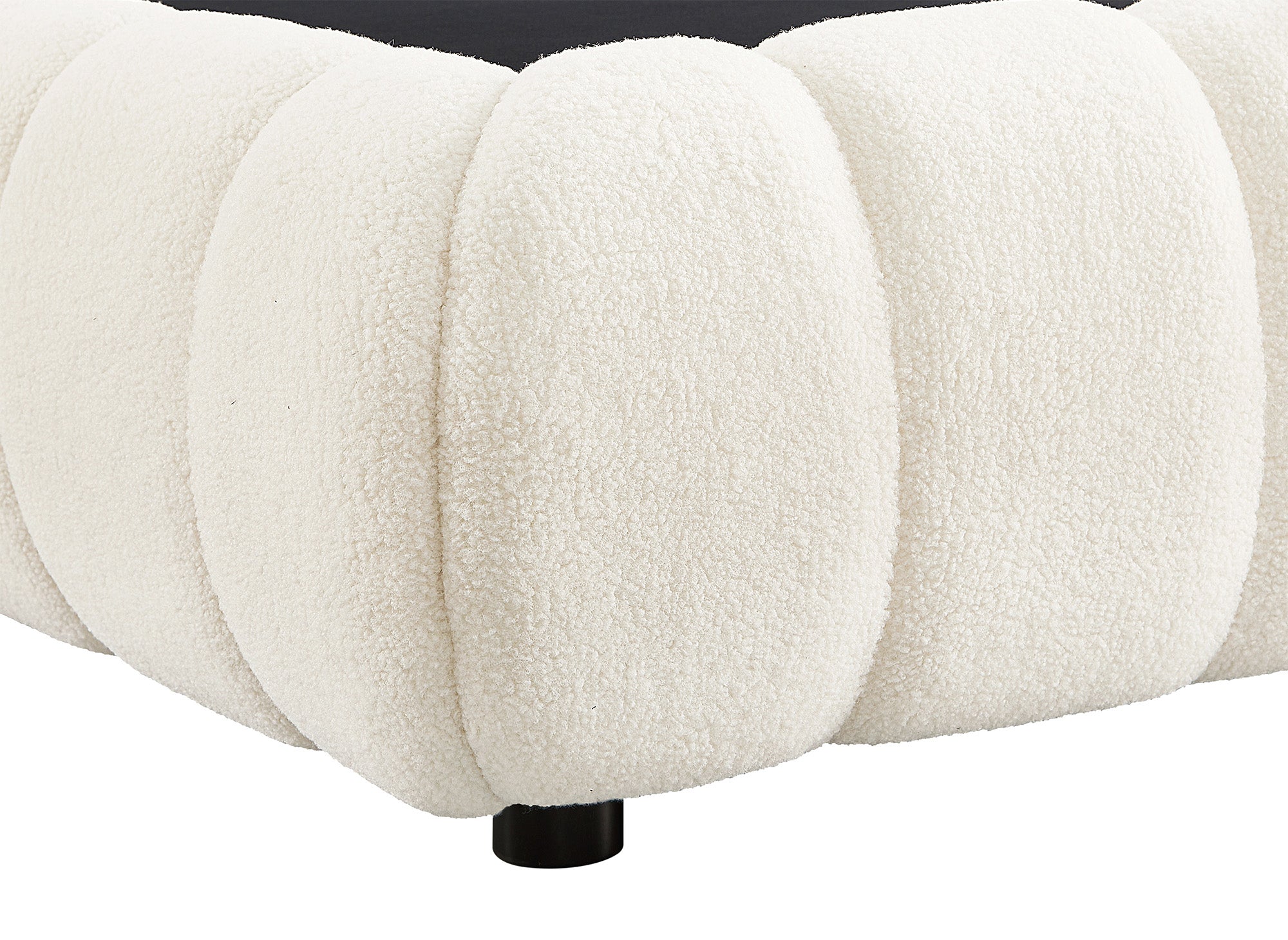 Lit coffre en tissu bouclette écru 160x200 cm YOURI