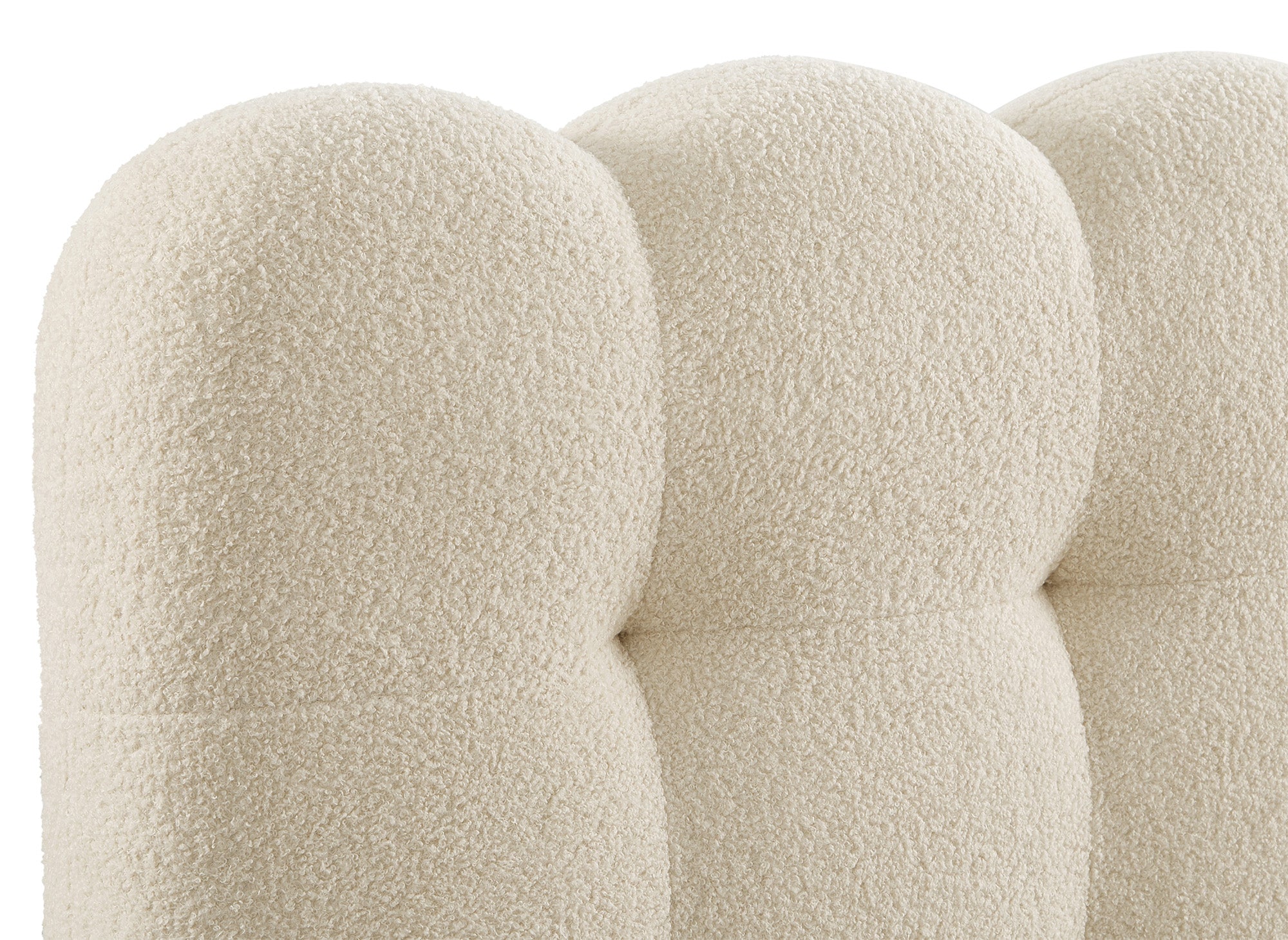 Lit double en tissu bouclette beige 140x190cm BISCUIT