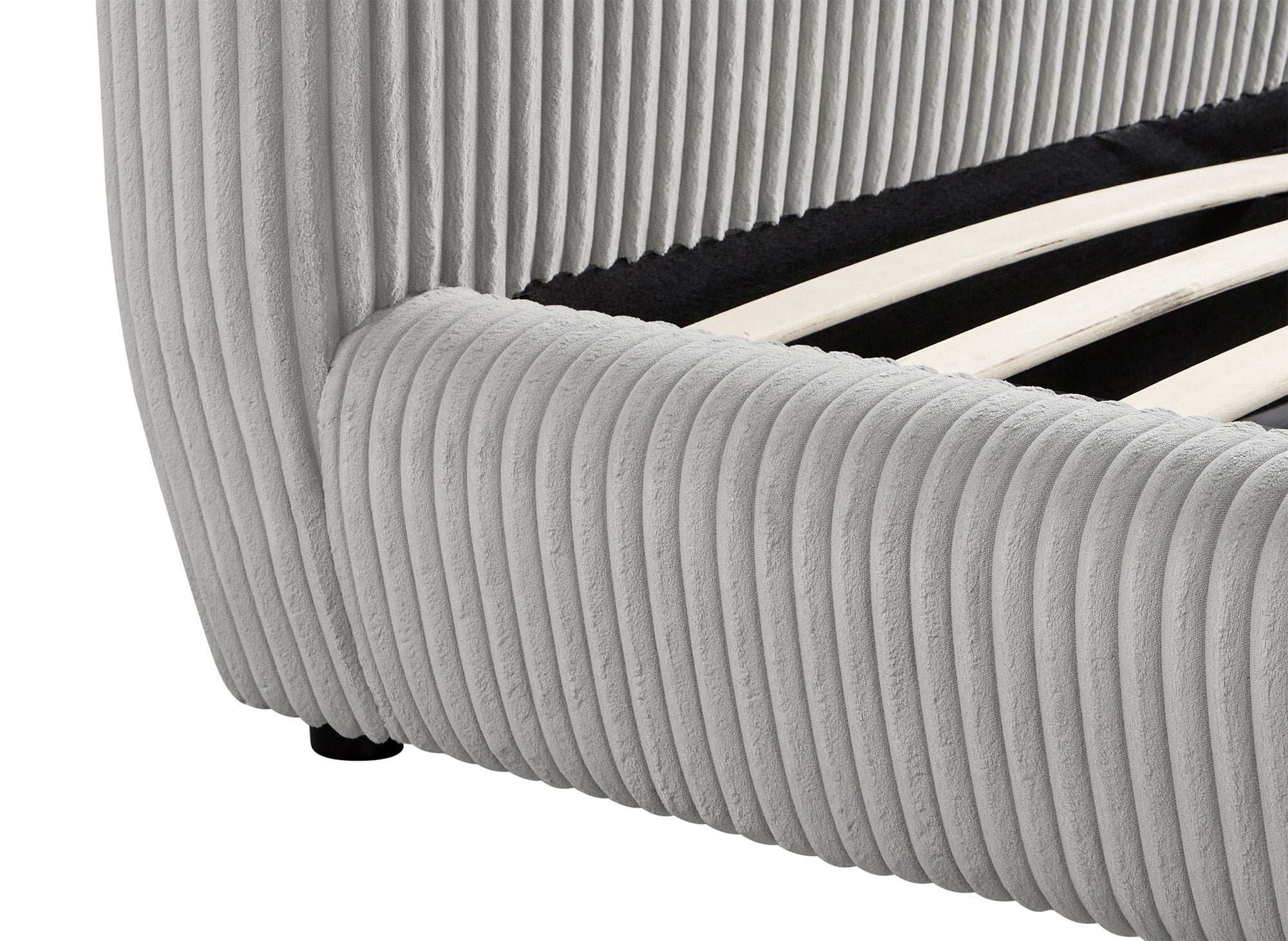 Lit double en velours côtelé épais gris 160x200cm SARA