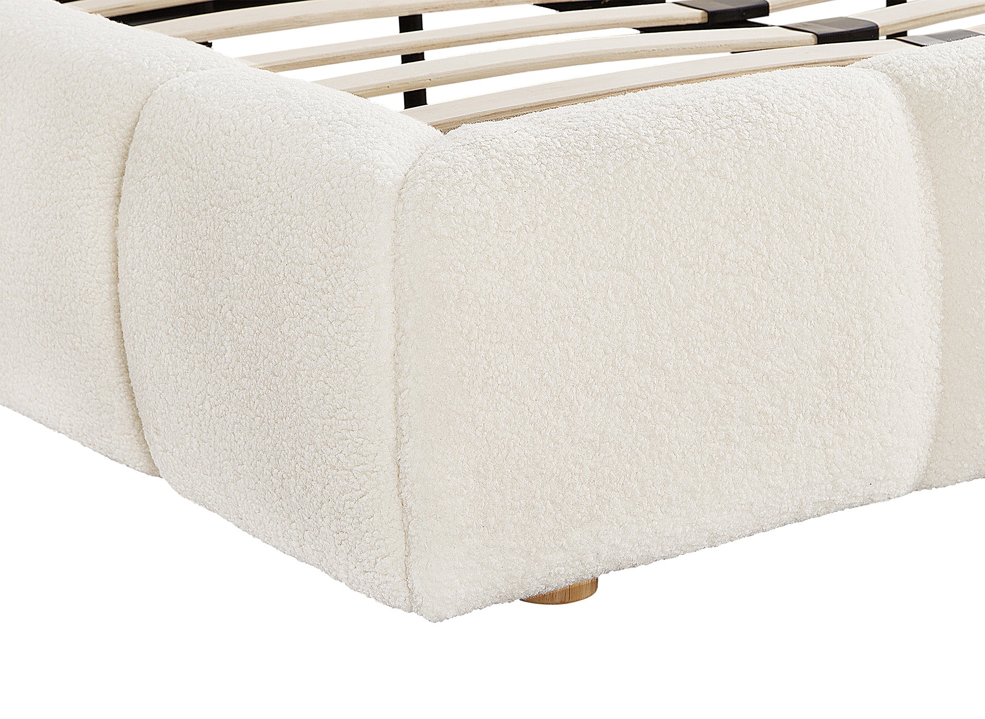 Lit double en tissu bouclette écru 160x200 cm GEORGINA