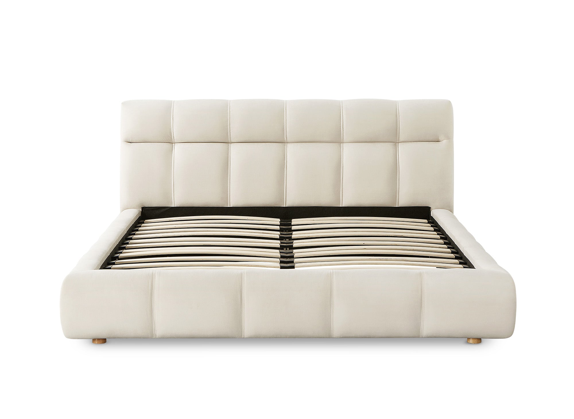 Lit double en velours beige 160x200 cm GEORGINA