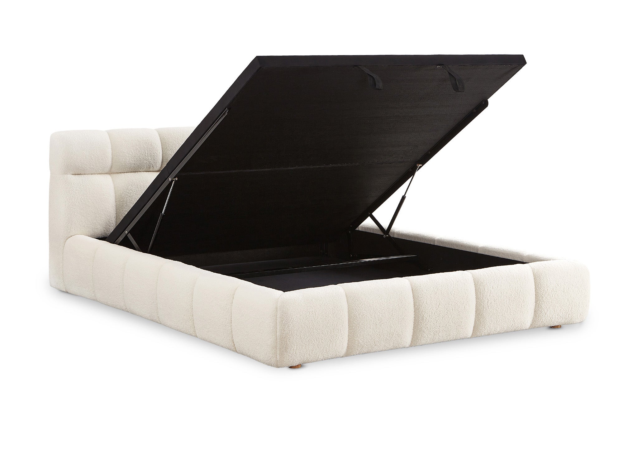 Lit coffre en tissu bouclette écru 180x200 cm GEORGINA