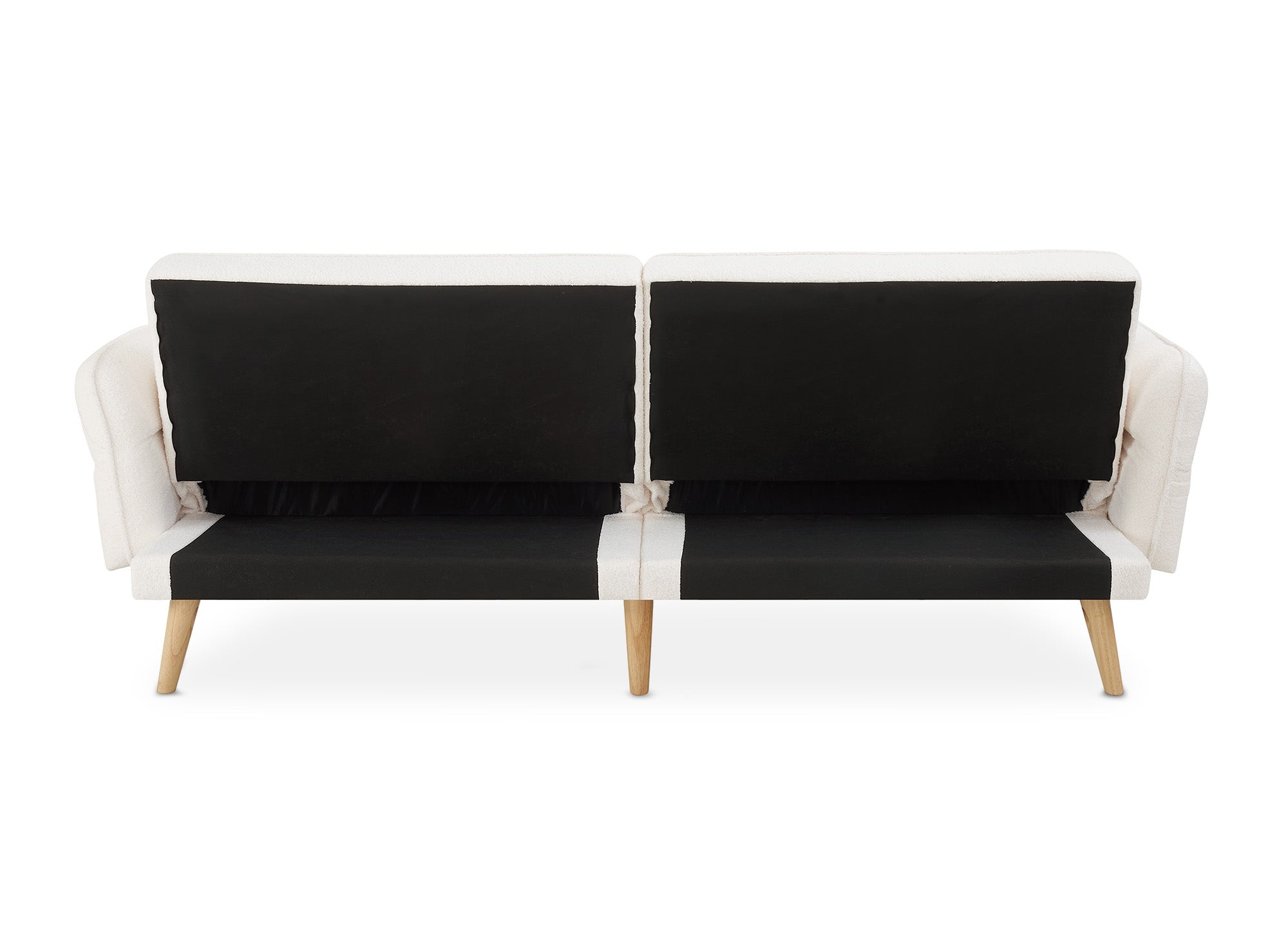 Canapé clic clac 3 places en tissu bouclette blanc écru CHILI