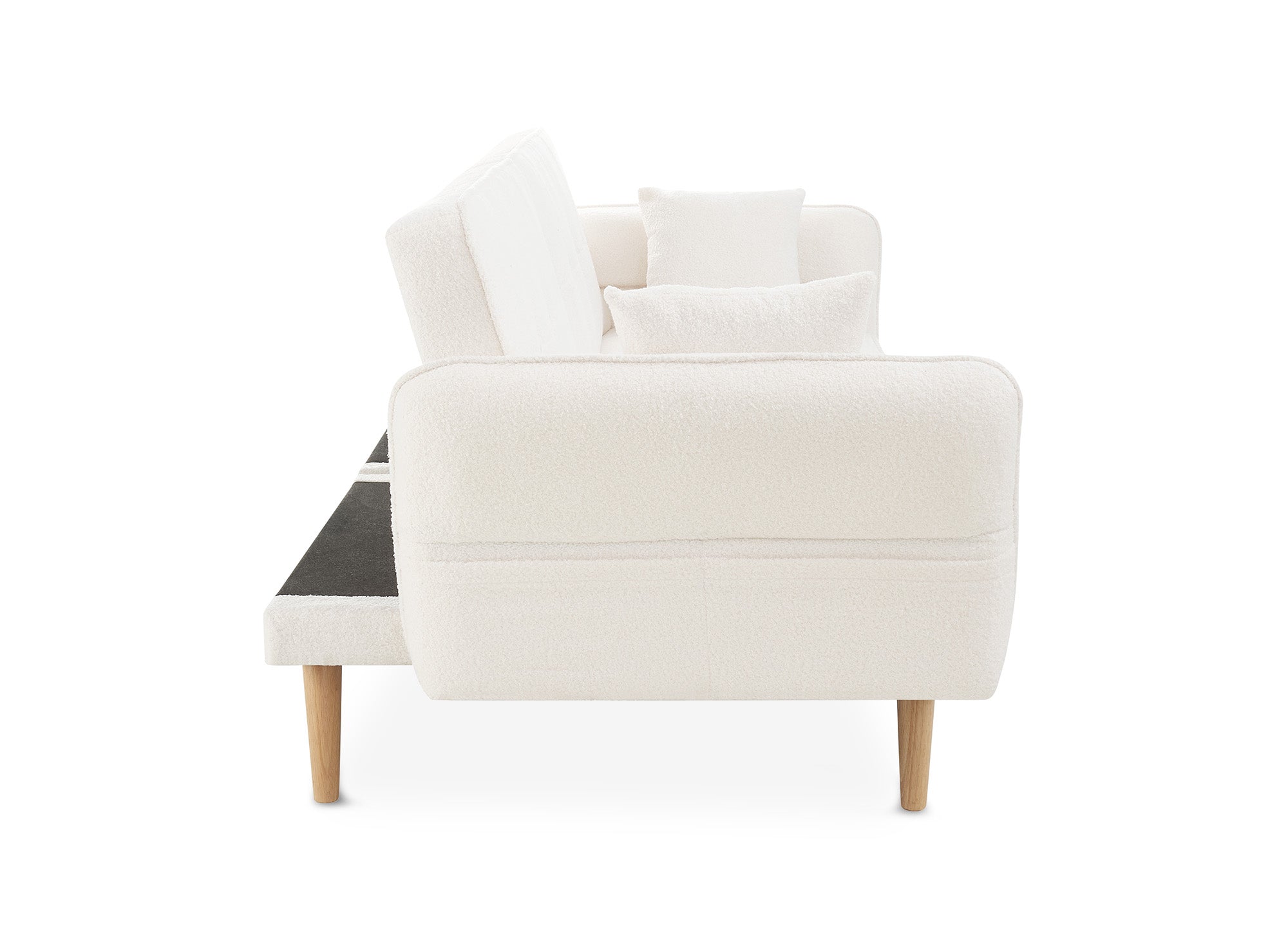 Canapé clic clac 3 places en tissu bouclette blanc écru CHILI