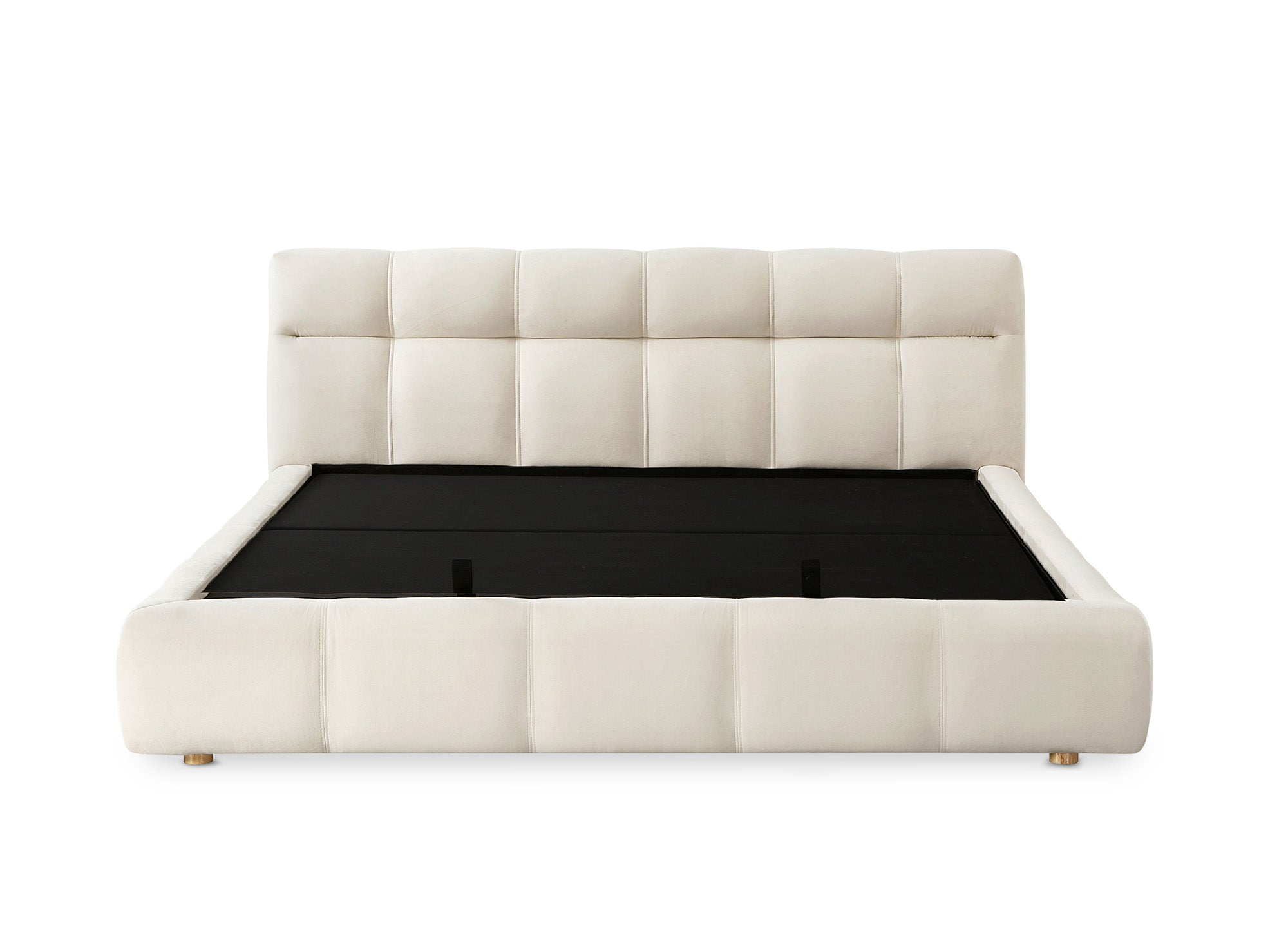 Lit coffre en velours beige 180x200 cm GEORGINA