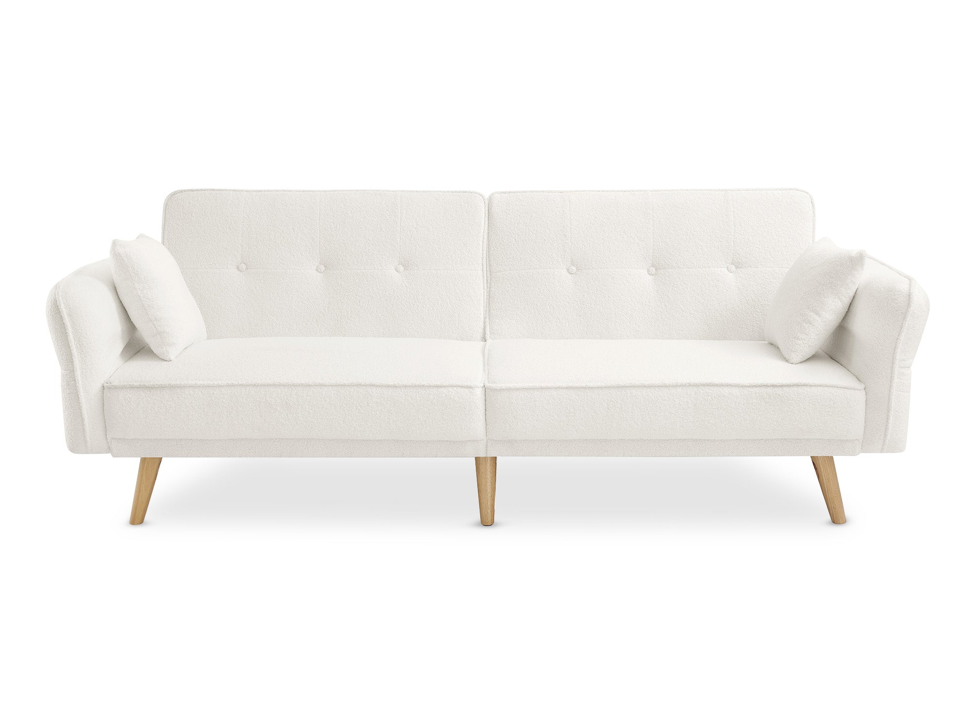 Canapé clic clac 3 places en tissu bouclette blanc écru CHILI