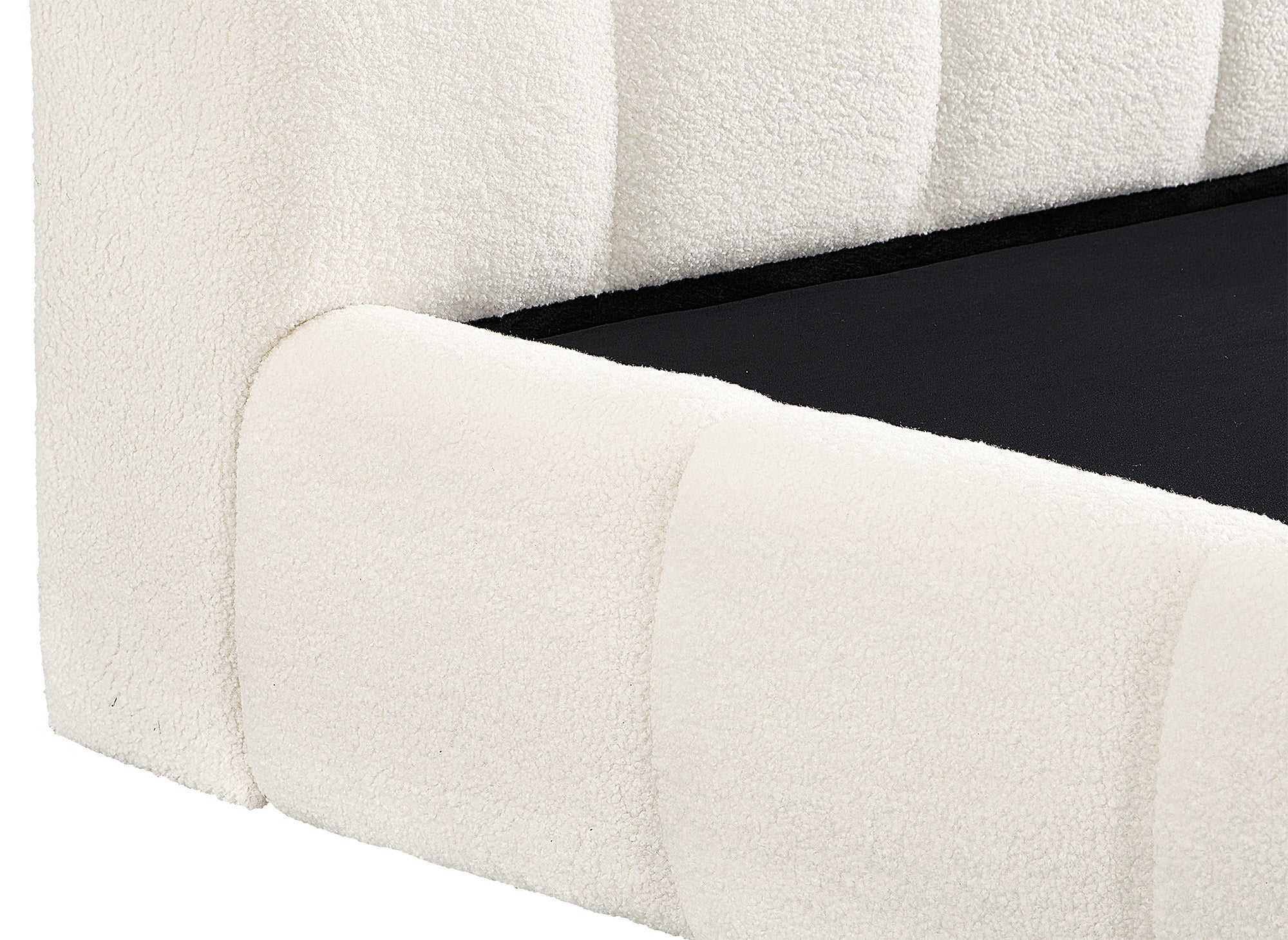 Lit coffre en tissu bouclette écru 160x200 cm GEORGINA