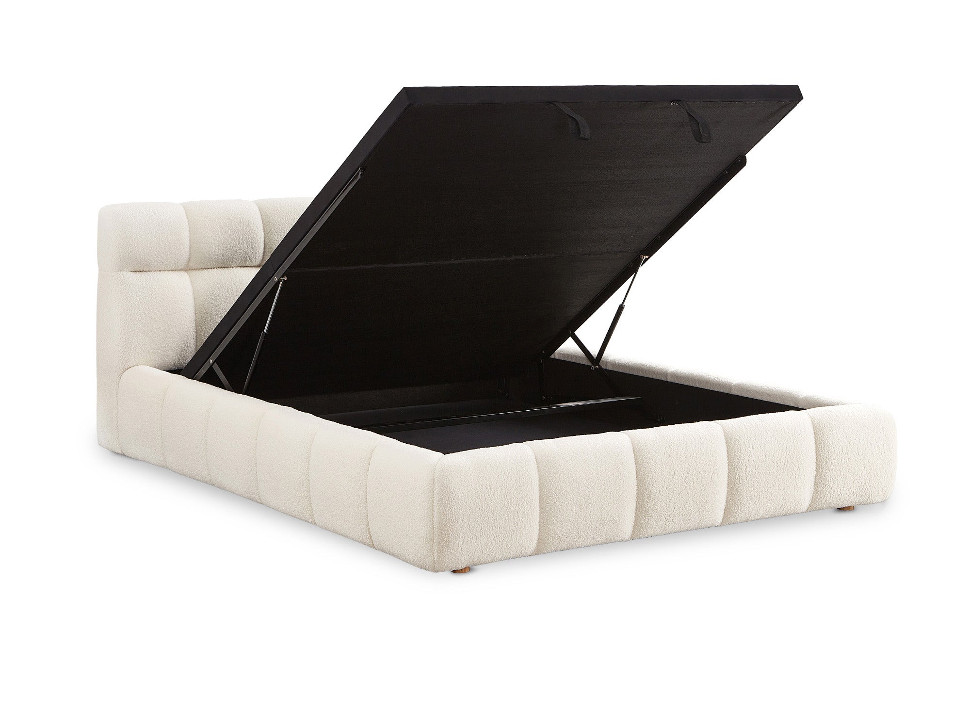 Lit coffre en tissu bouclette écru 160x200 cm GEORGINA