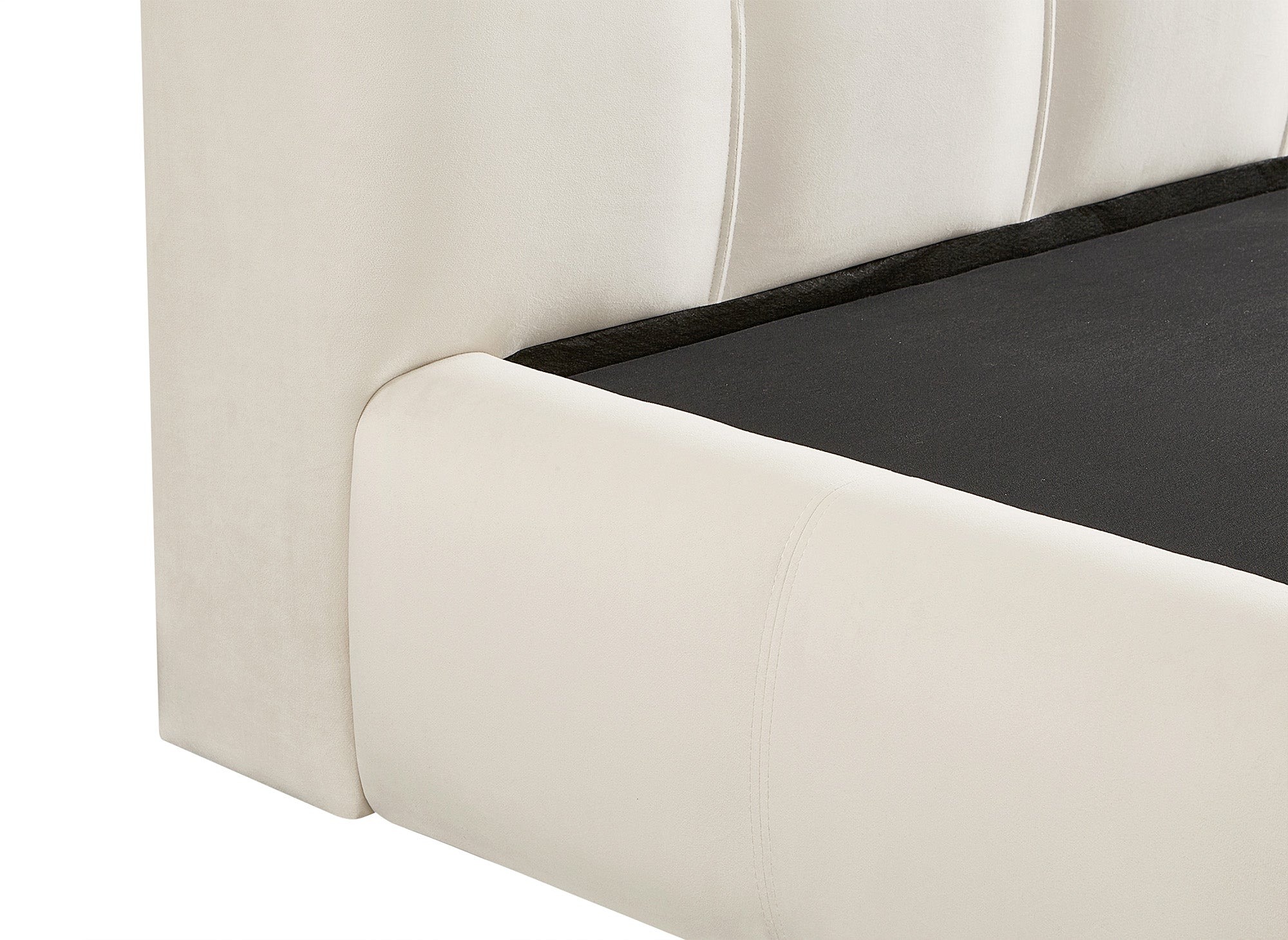 Lit coffre en velours beige 160x200 cm GEORGINA