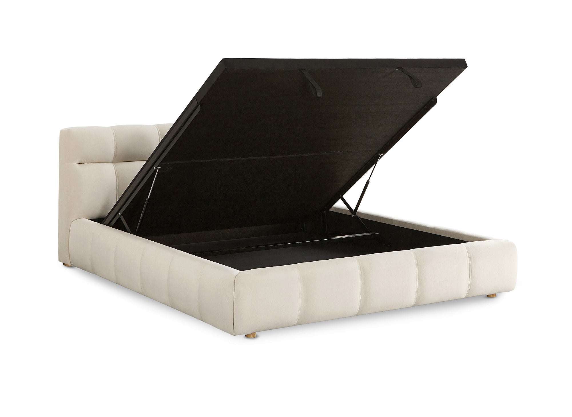 Lit coffre en velours beige 160x200 cm GEORGINA