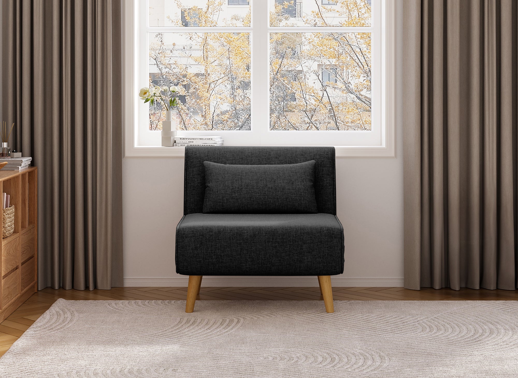 Fauteuil convertible en tissu gris anthracite TONKA