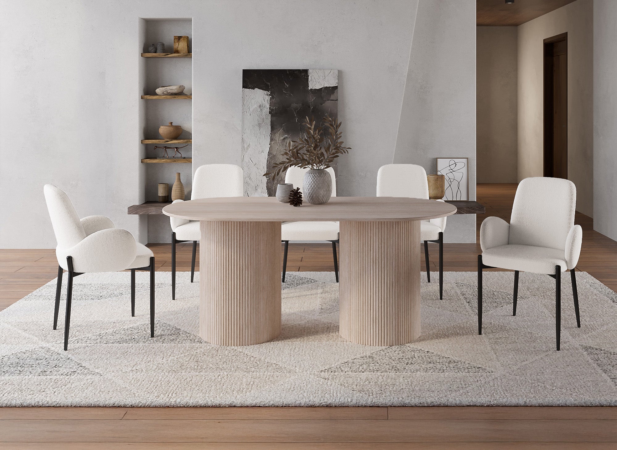 Lot de 2 chaises effet peau de mouton blanc KAMILIA