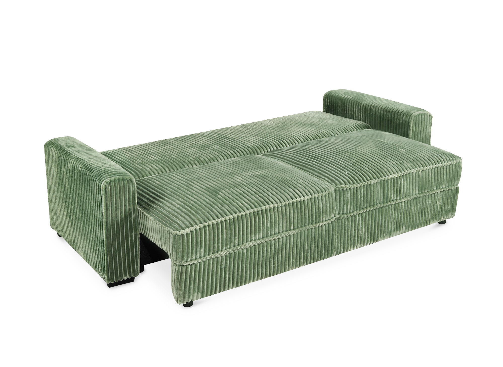 Canapé convertible 3 places en velours côtelé épais vert ALINE