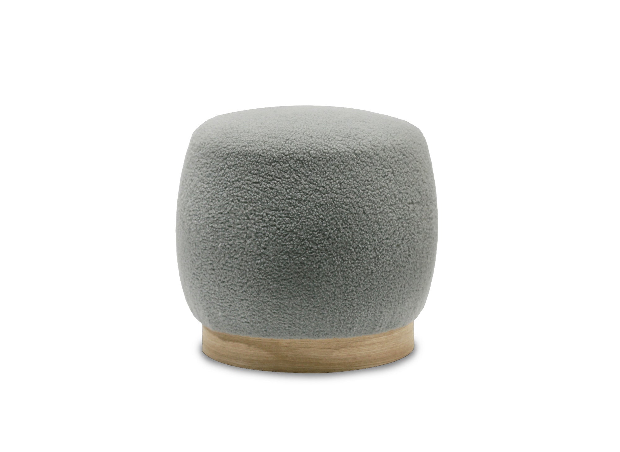 Pouf en tissu effet peau de mouton gris et bois VALEA