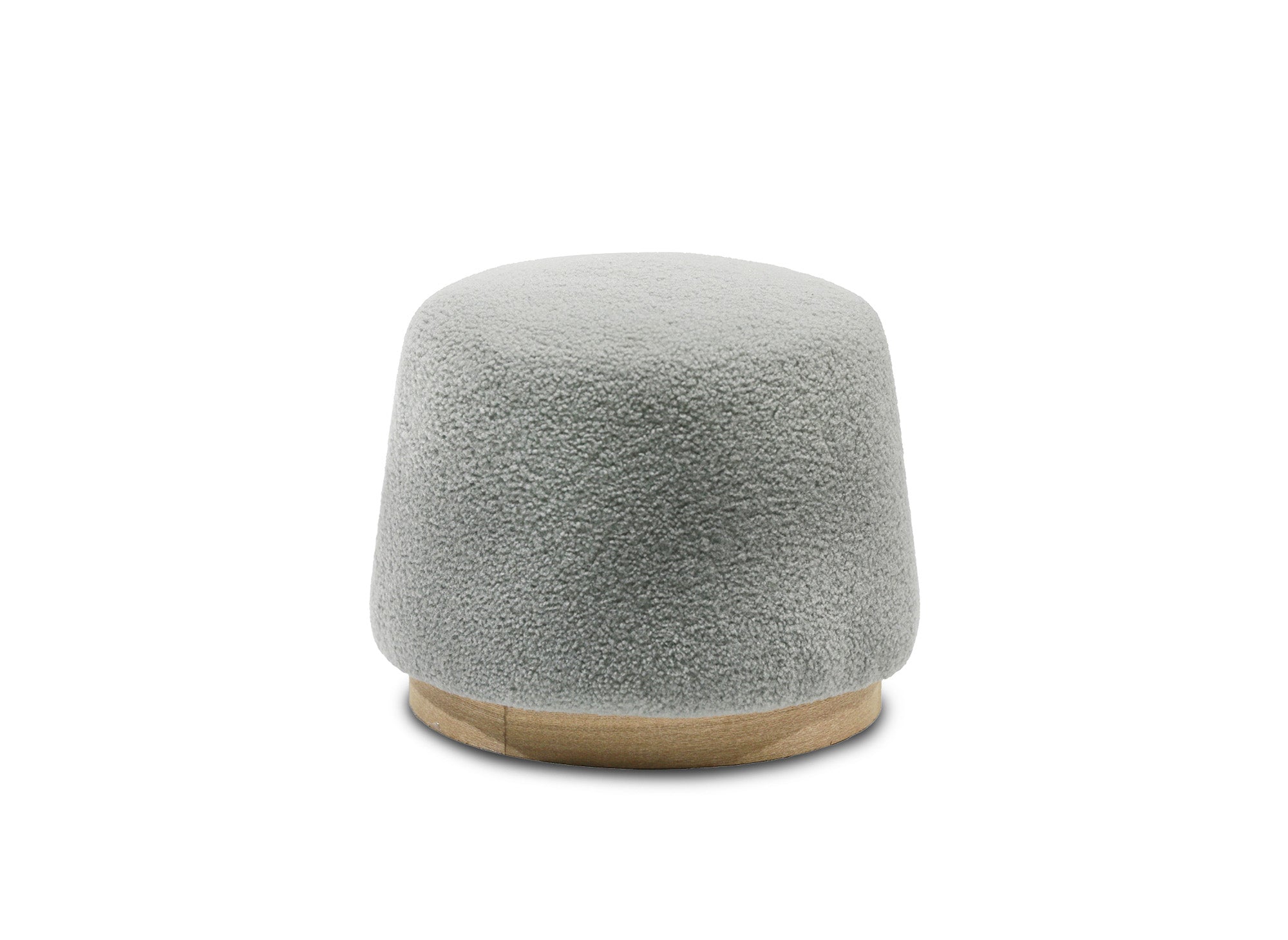 Pouf design en tissu effet peau de mouton gris et bois MELIA
