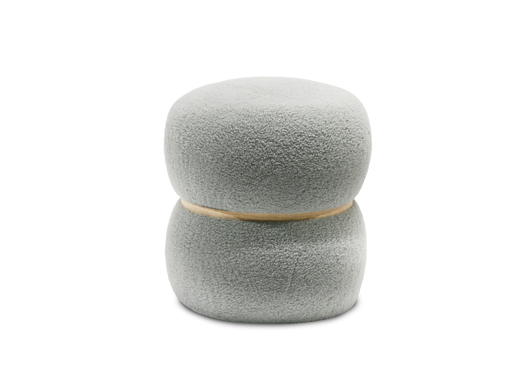 Pouf design en tissu effet peau de mouton gris NESSY