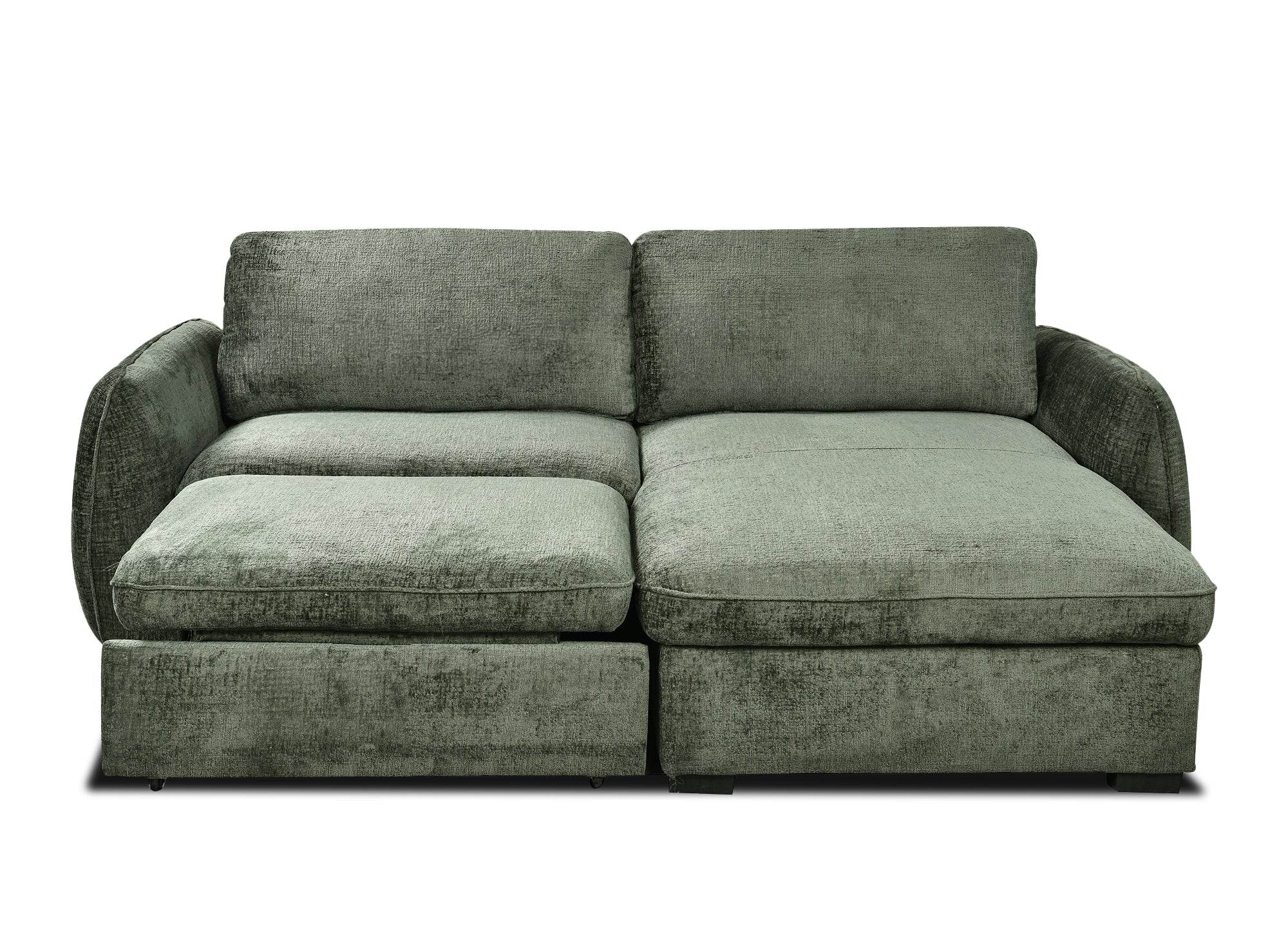 Canapé d'angle convertible et réversible avec coffre en velours chiné vert kaki LIORA