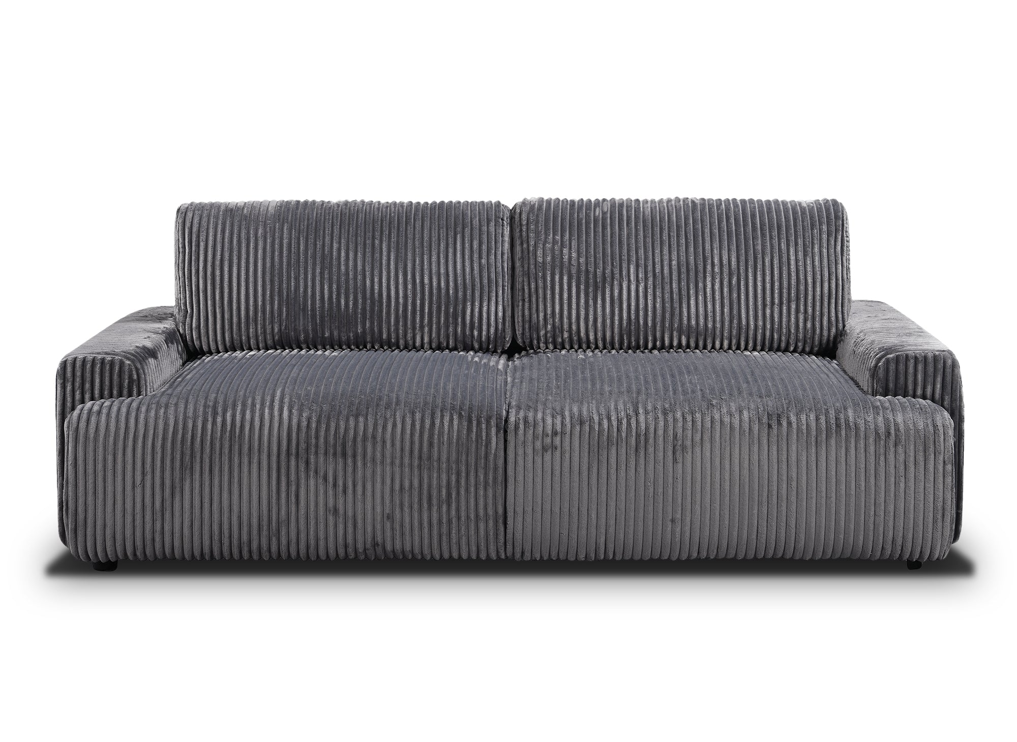 Canapé convertible avec coffre en velours côtelé épais gris MILO