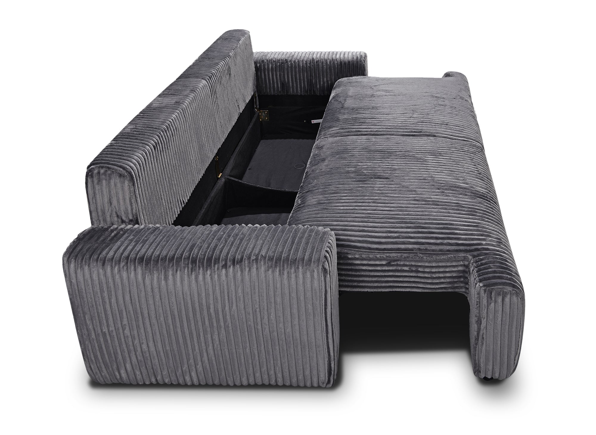 Canapé convertible avec coffre en velours côtelé épais gris MILO